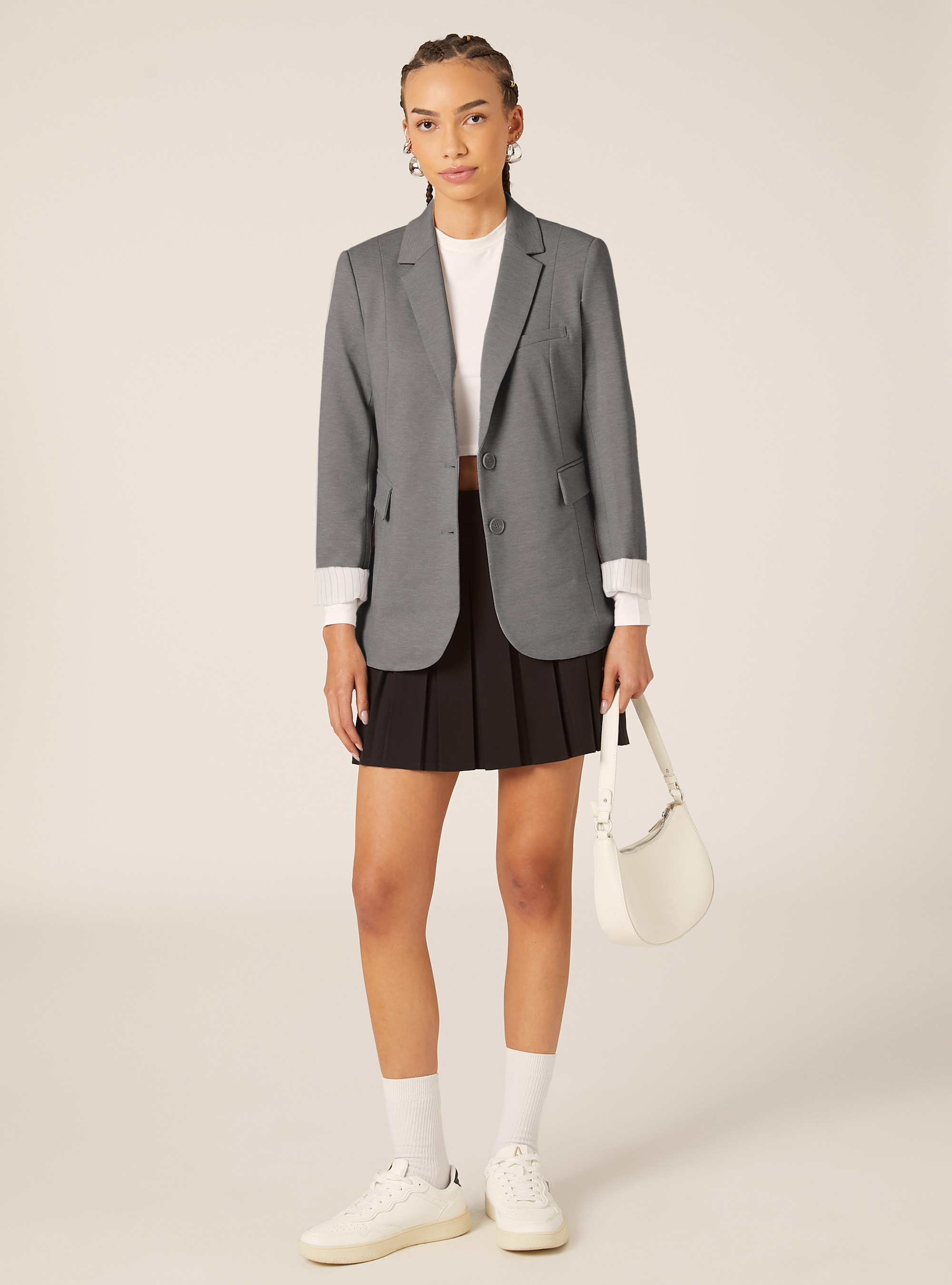 Blazer morbido in jersey, MGY1 GREY MEL DARK