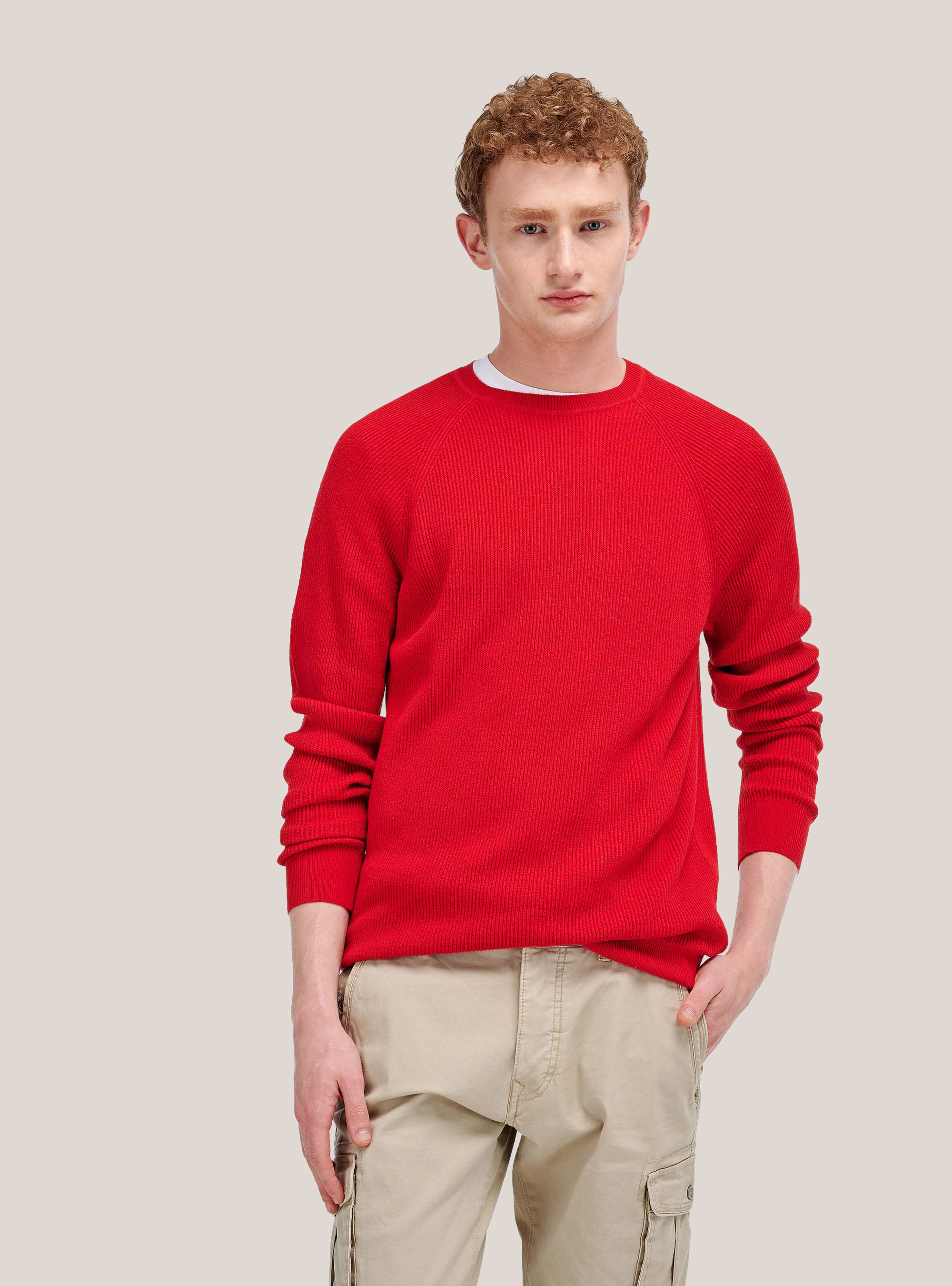 Ribbed pullover, RED