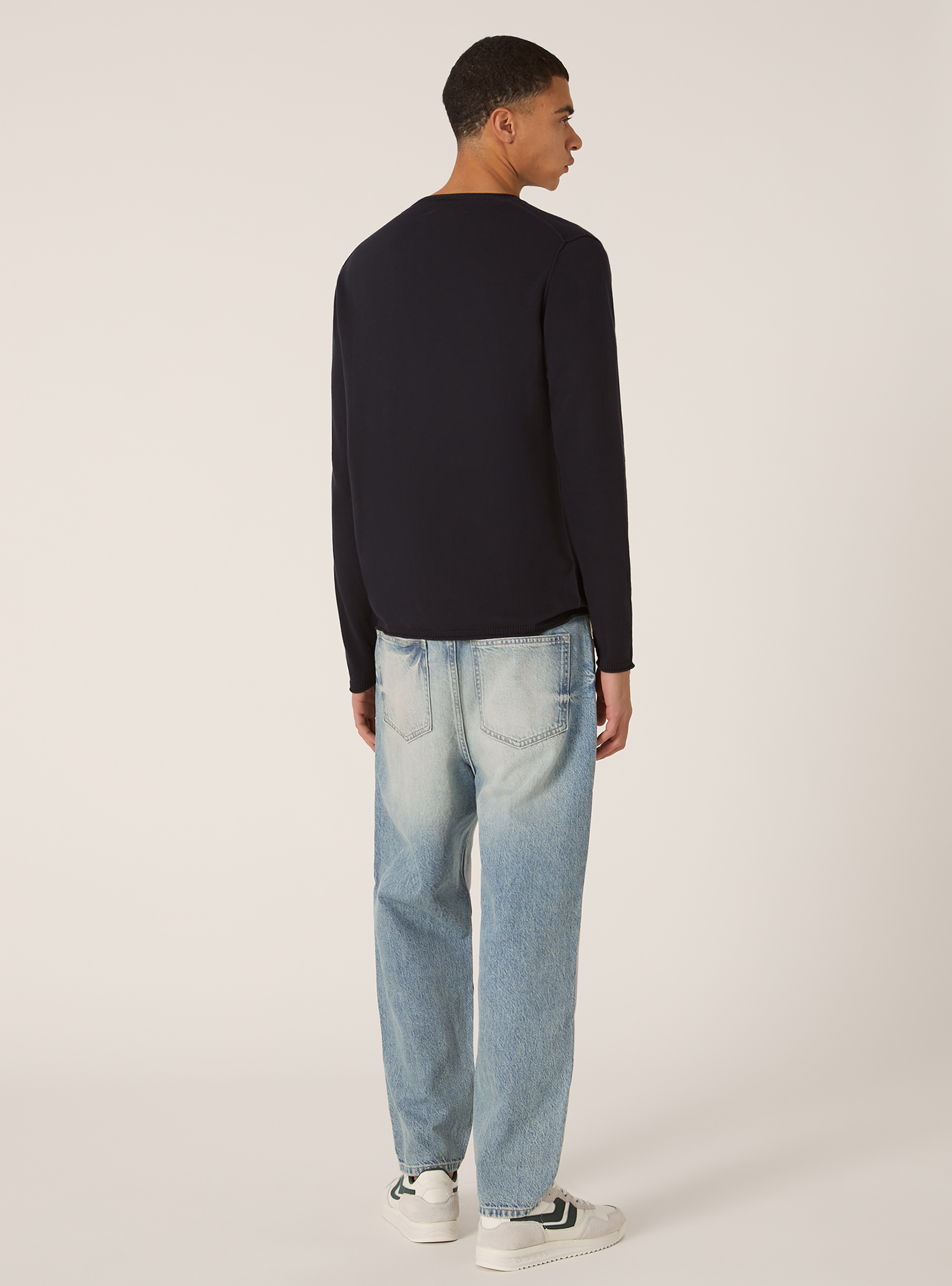 Pull en coton à col rond, NA1 NAVY DARK