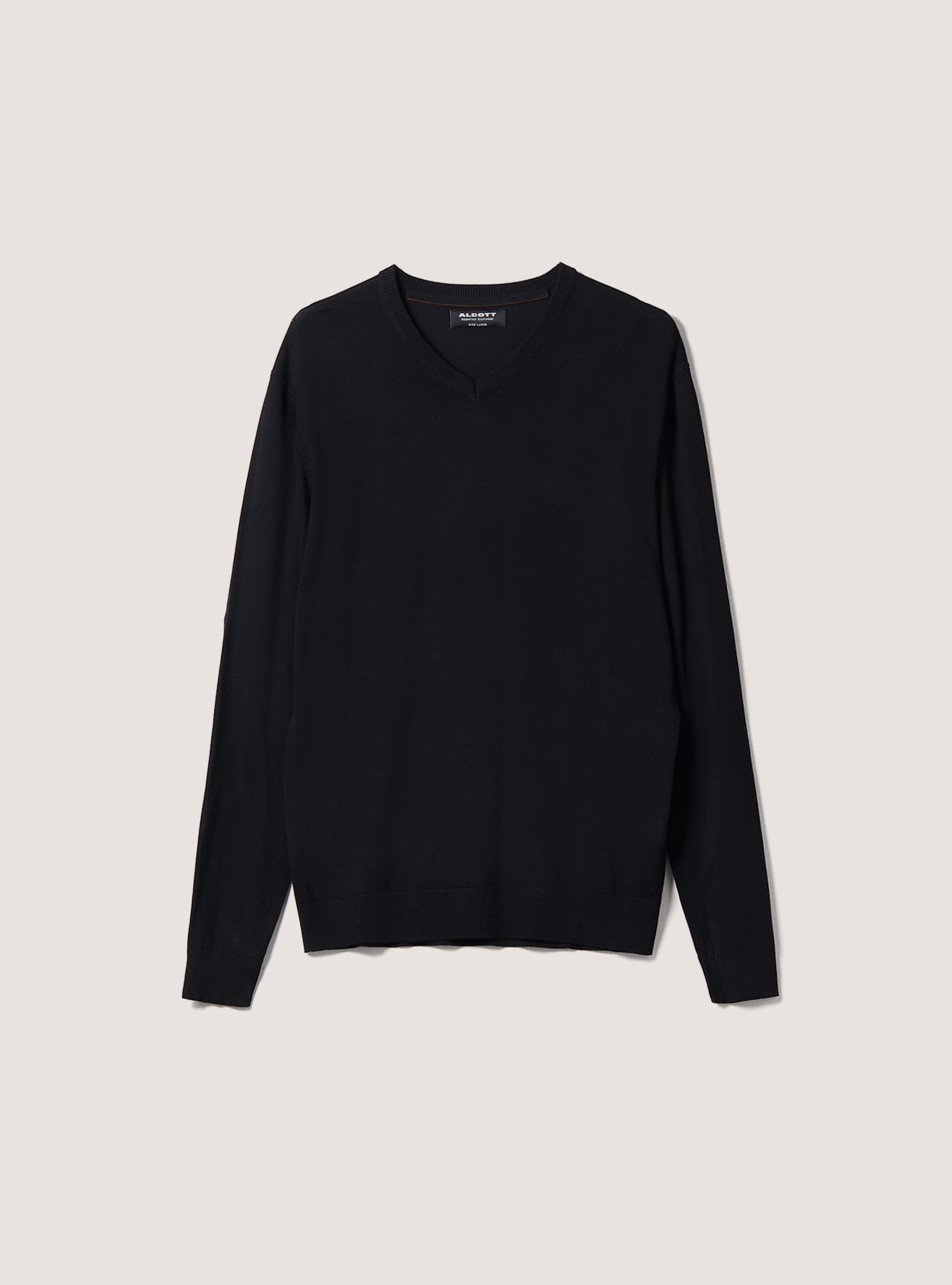 Pullover scollo a "v" tinta unita, BLACK