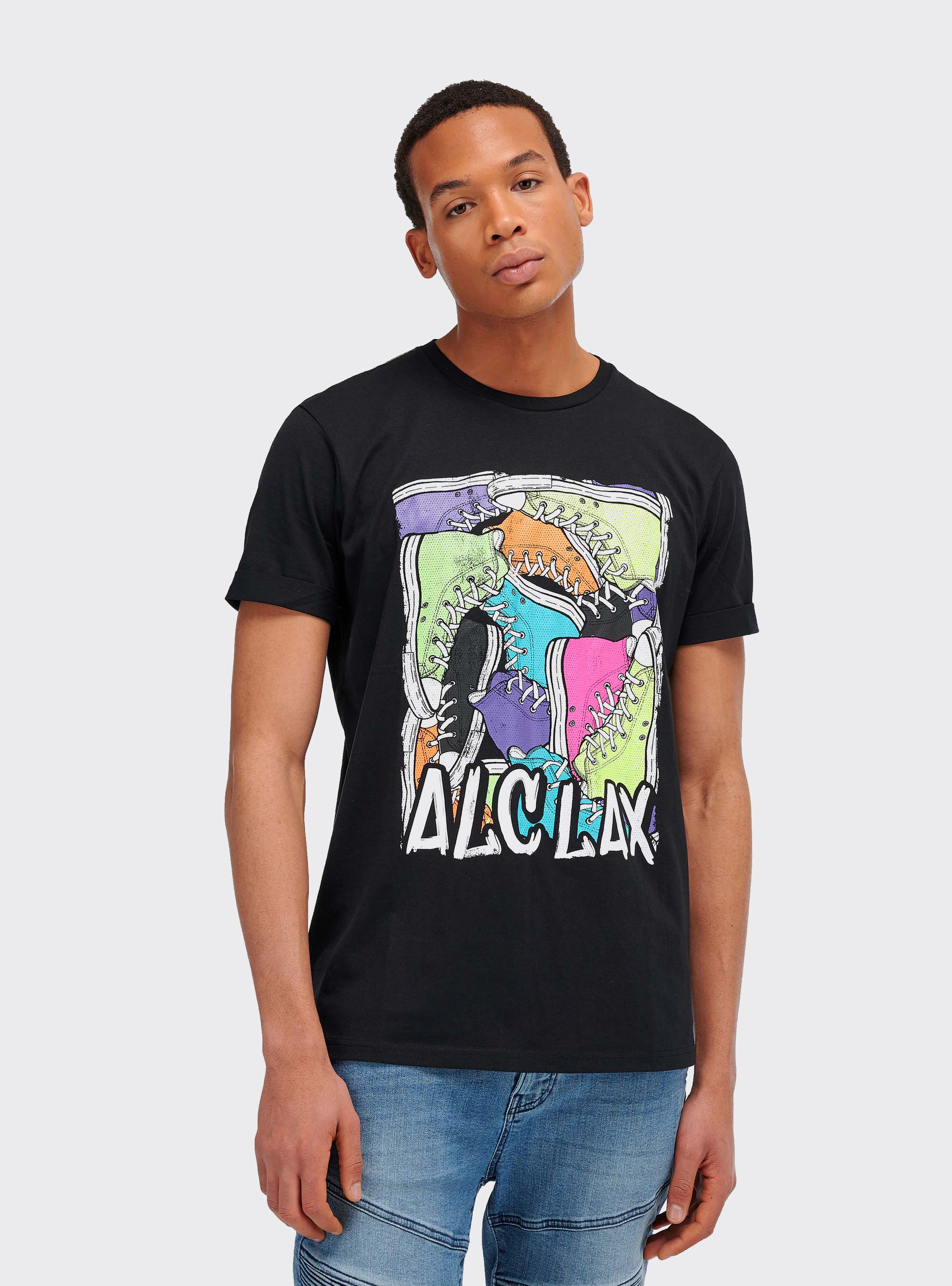 Maglietta con stampa graffiti, NERO