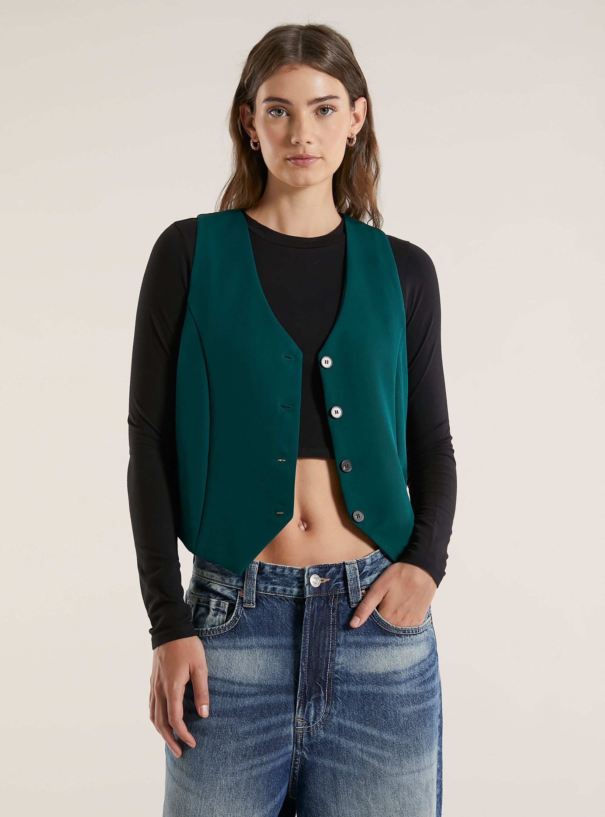 Tailored vest, GN1 GREEN DARK