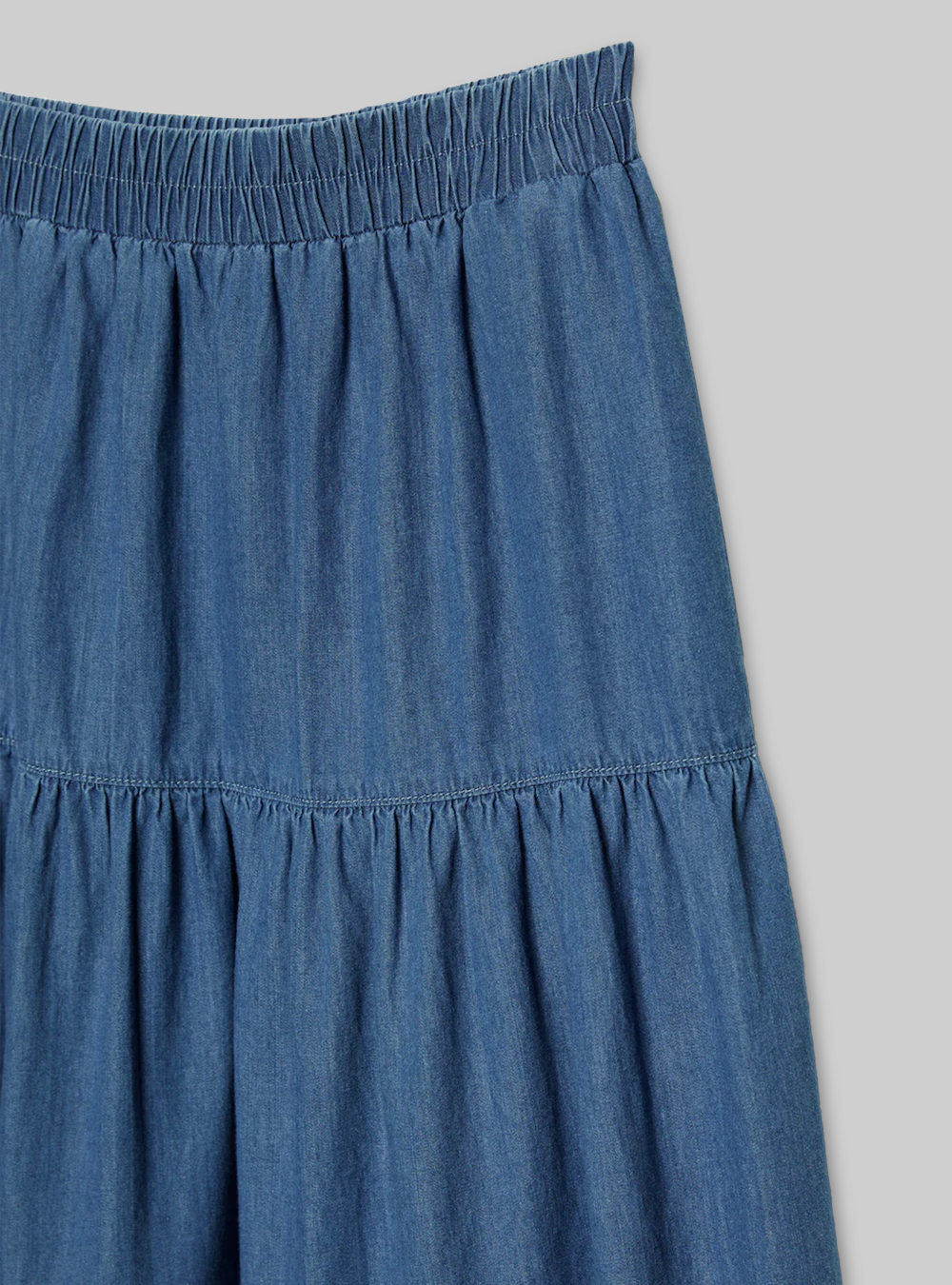 Gonna midi in denim, D004 MEDIUM LIGHT BLUE