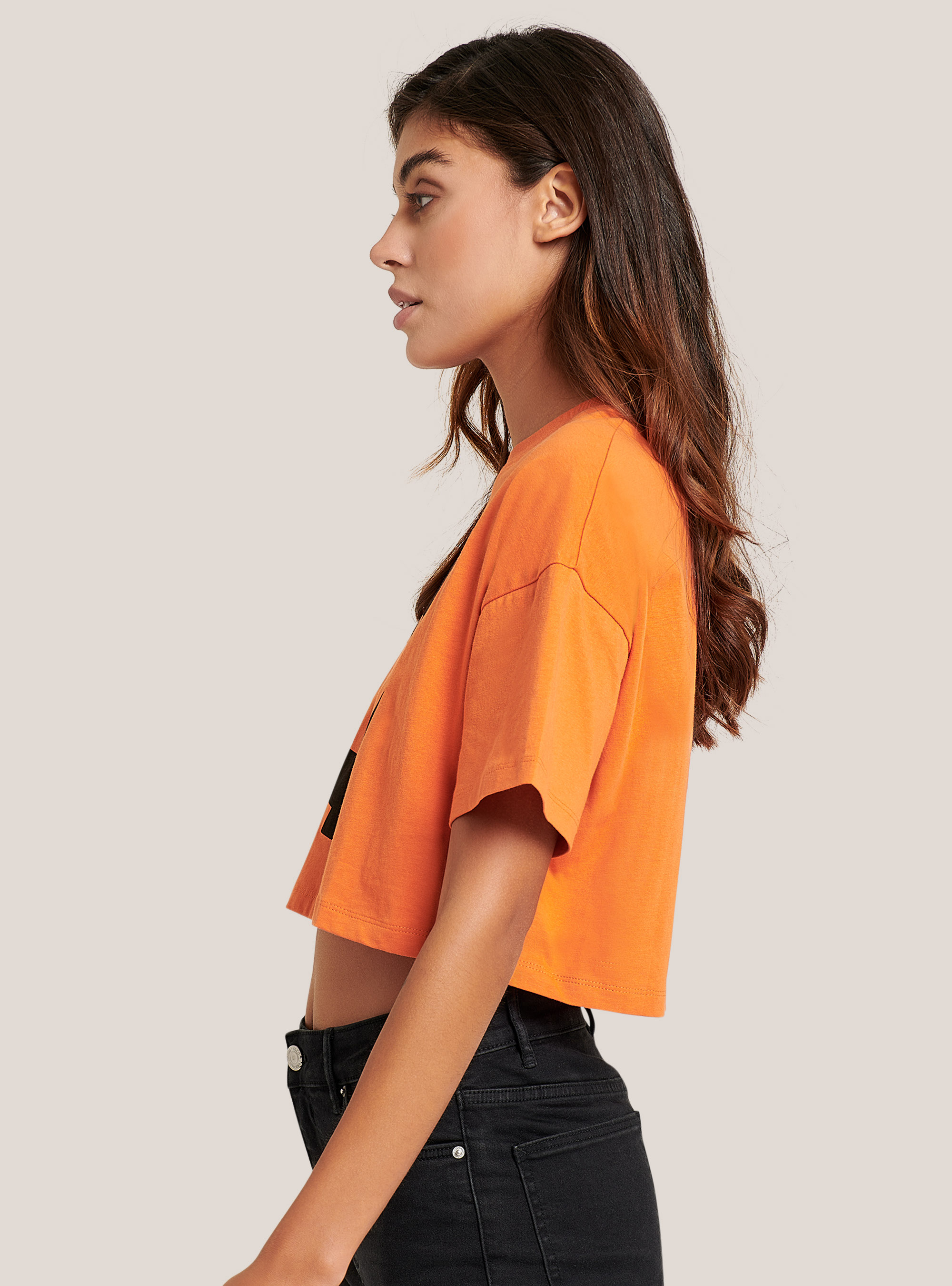 Cotton Halloween cropped t-shirt, C3318 ORANGE