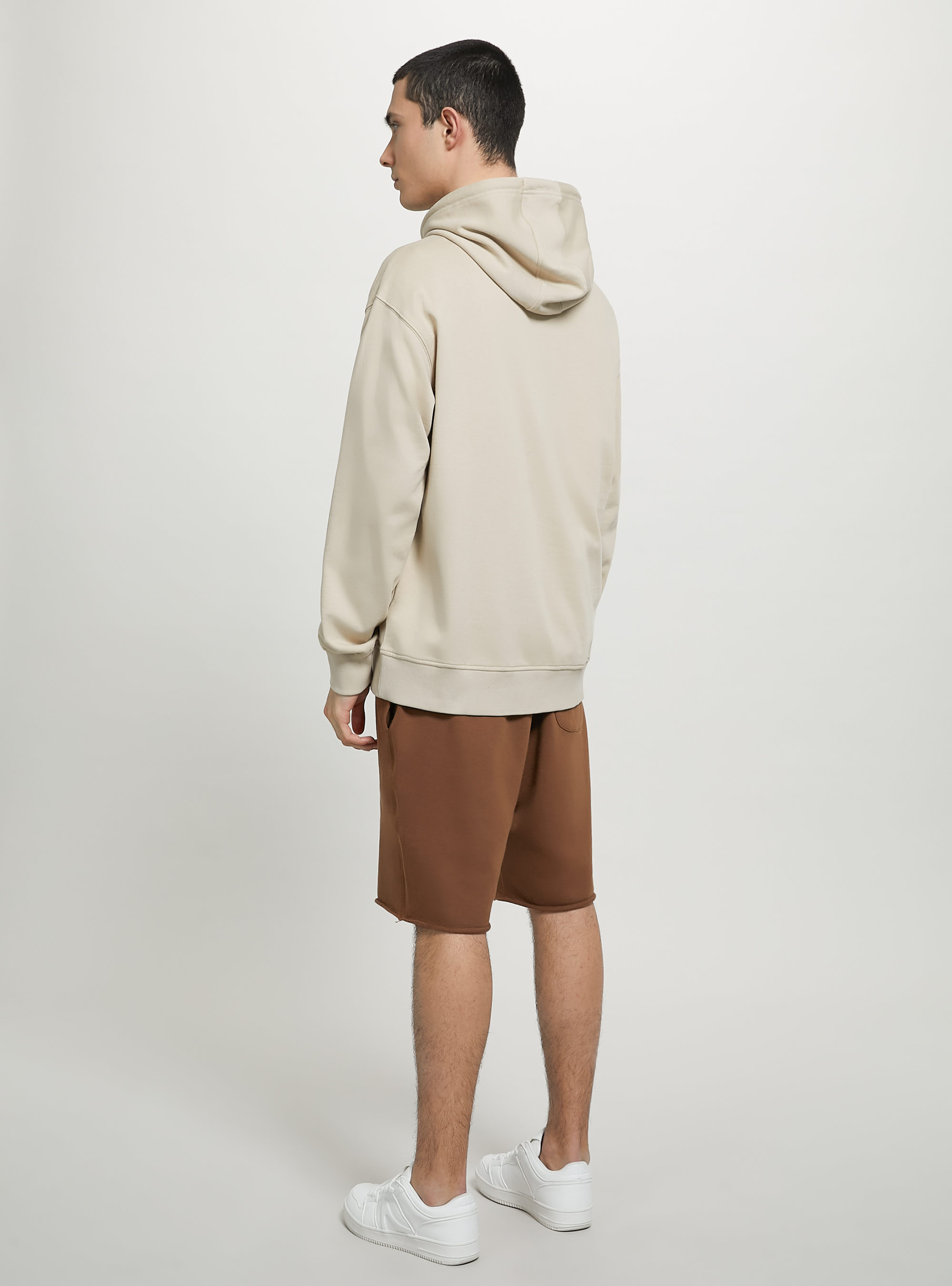 Felpa con cappuccio e tasca a marsupio, BG1 BEIGE DARK