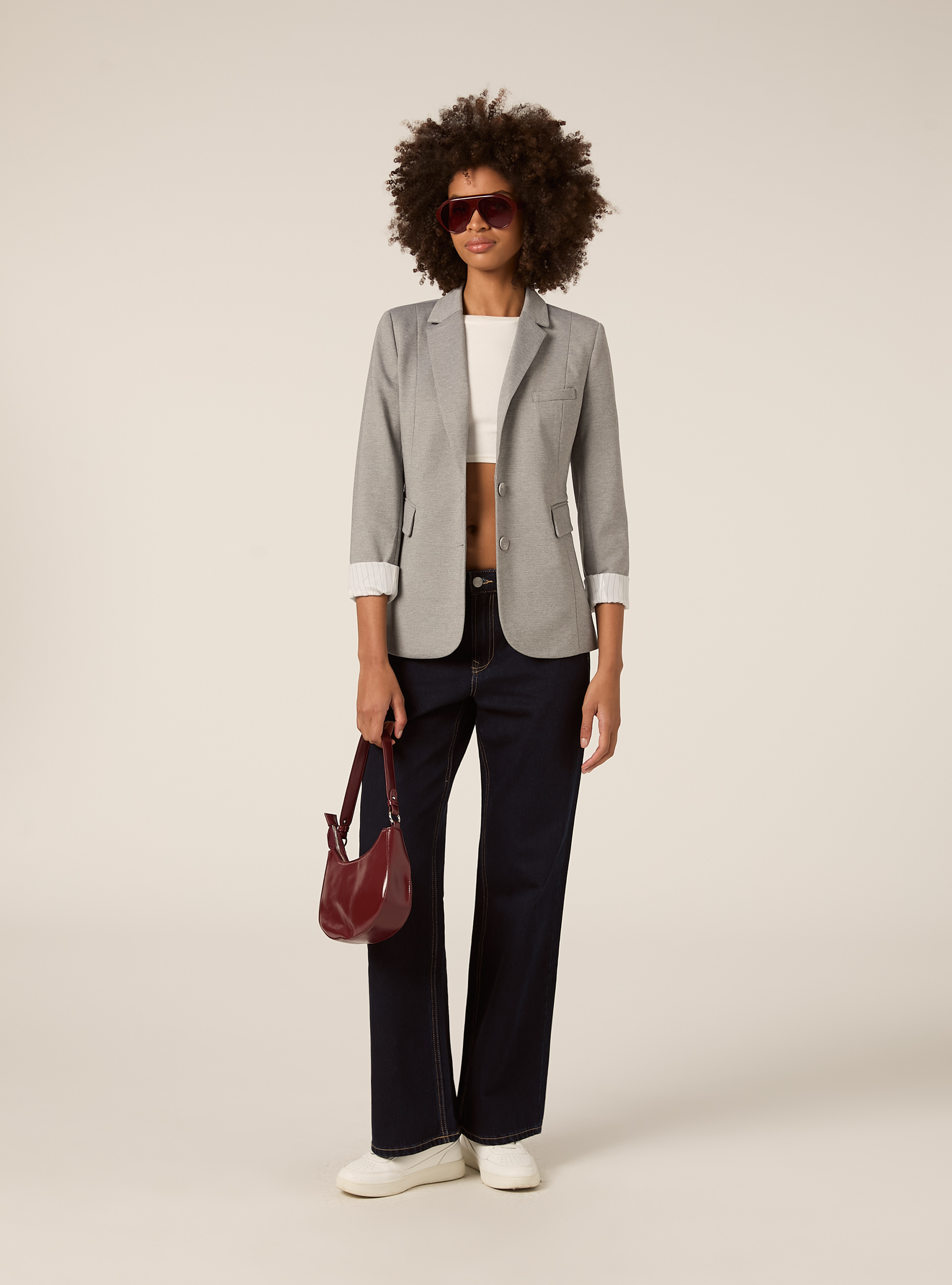 Jersey blazer, MGY1 GREY MEL DARK