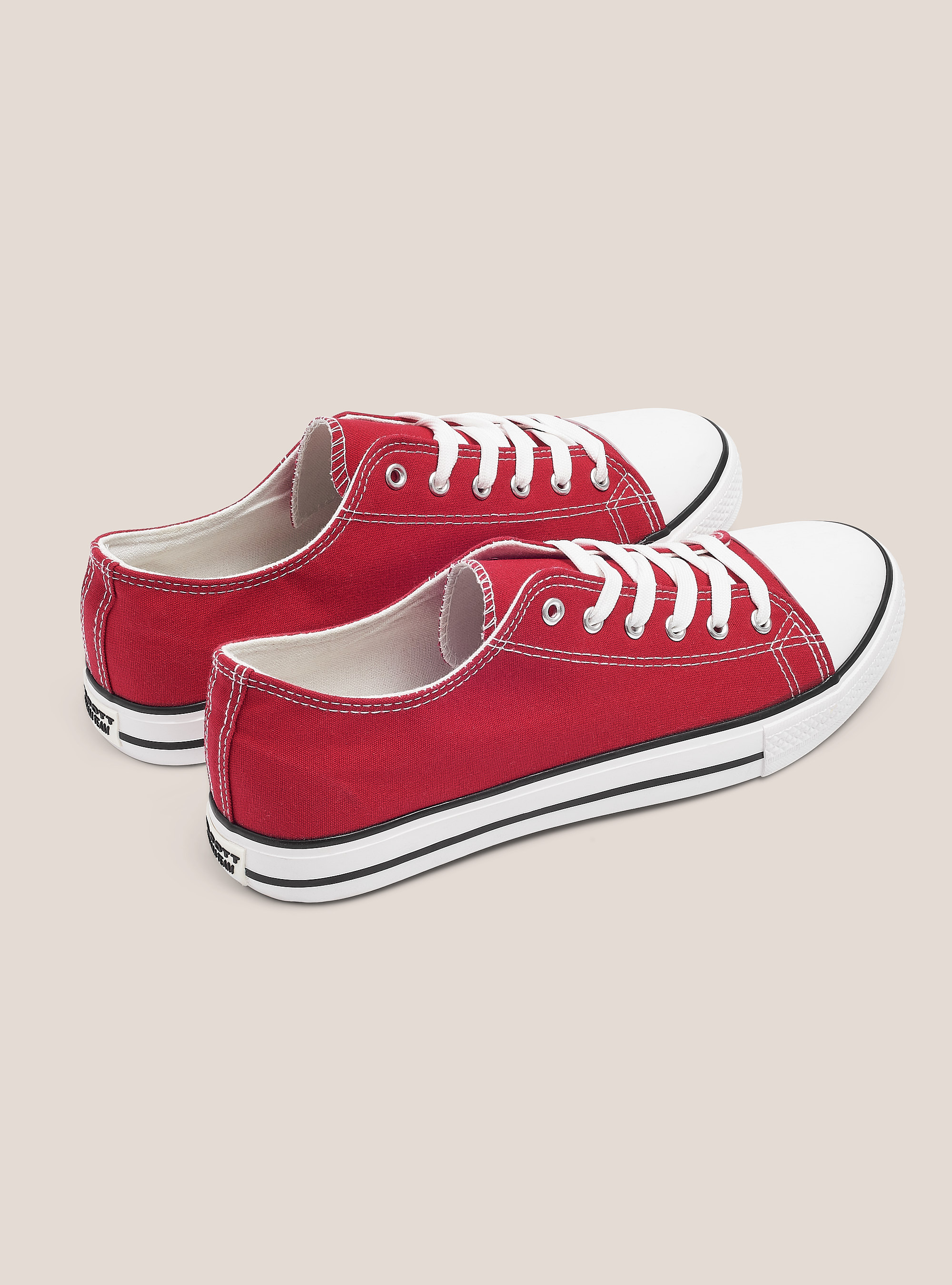 Low trainers in light fabric, RED