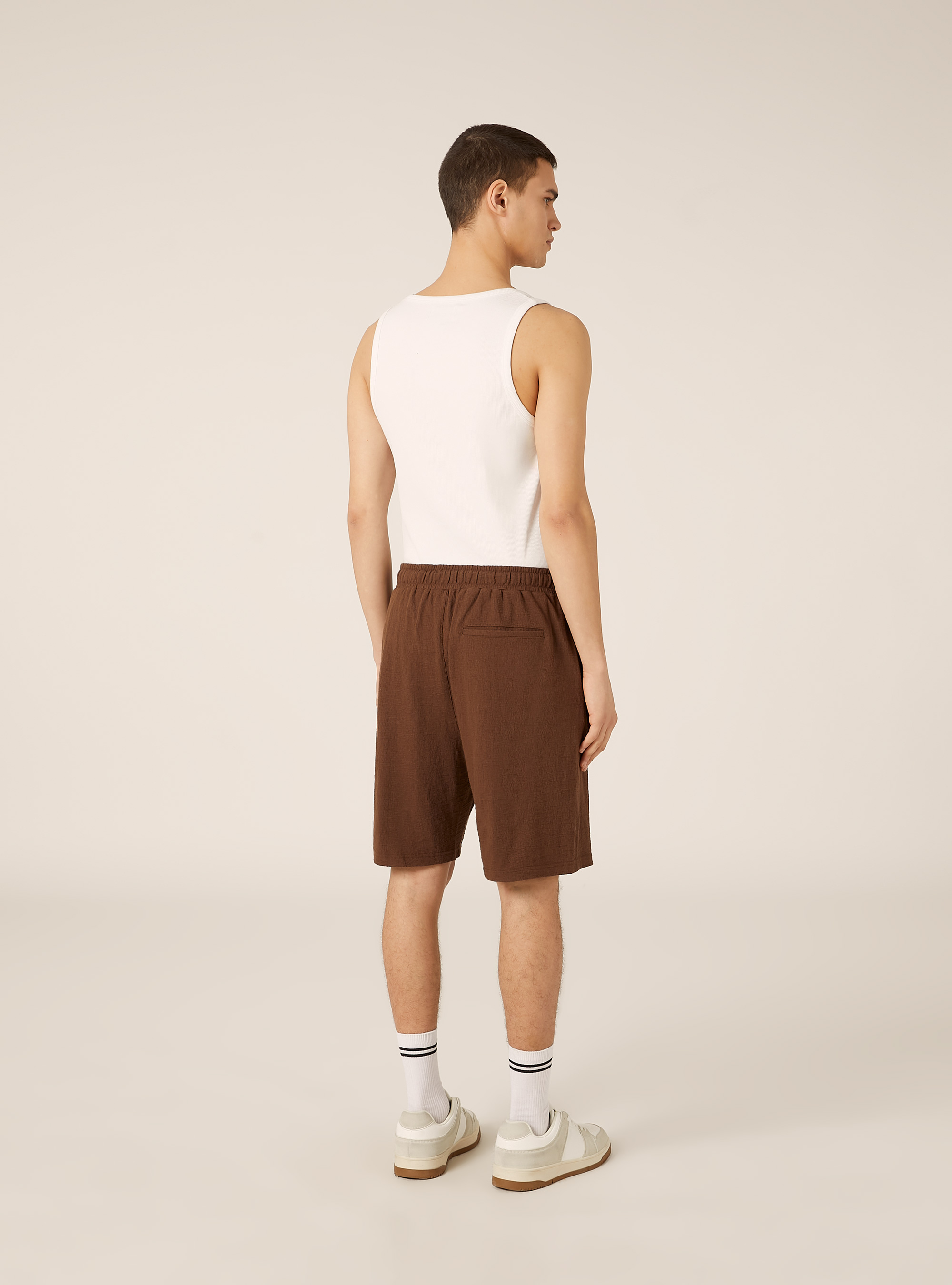 Bermuda in jersey texture regular fit, BR1 BROWN DARK