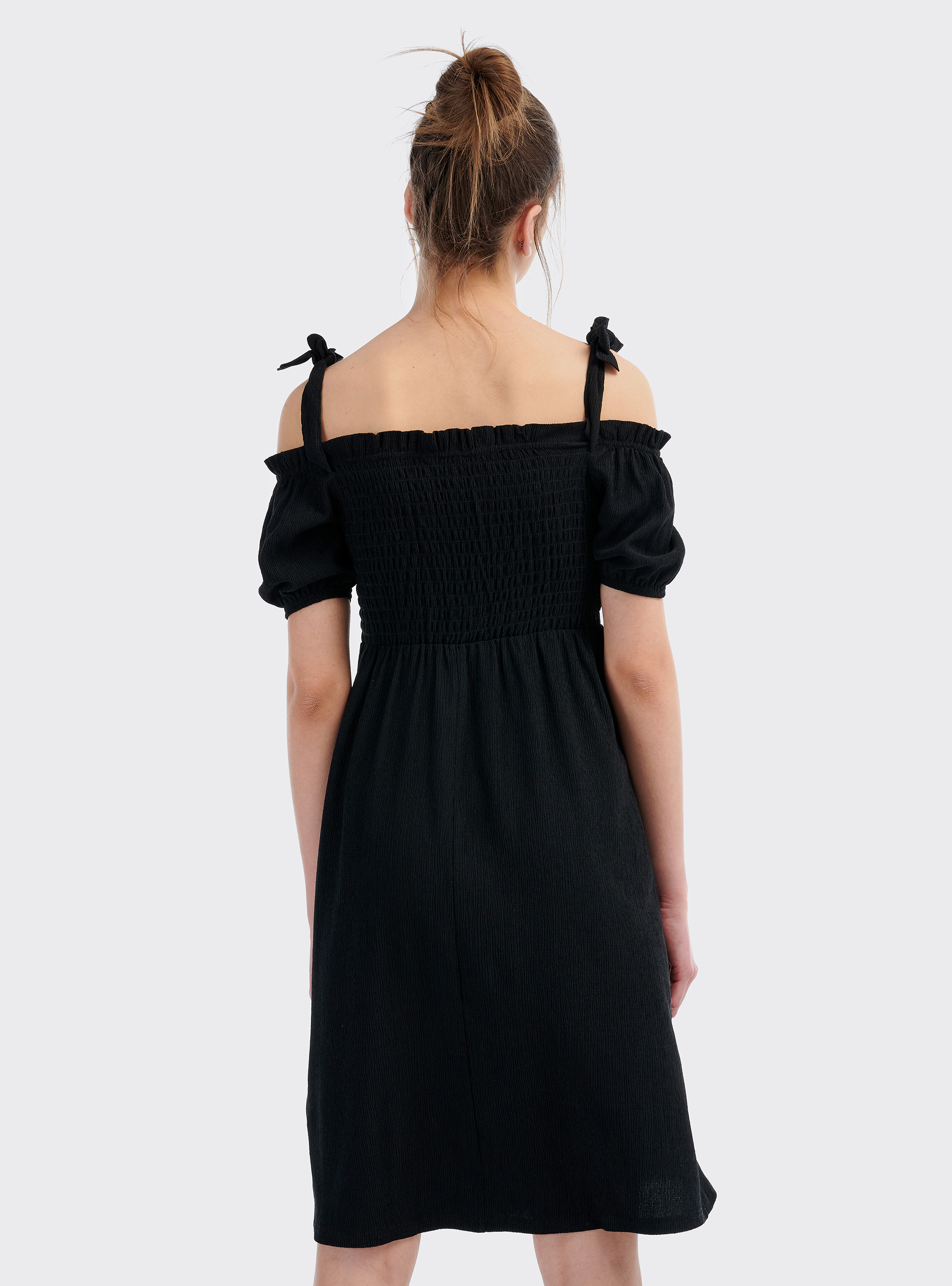 Robe midi épaules nues, C101 BLACK