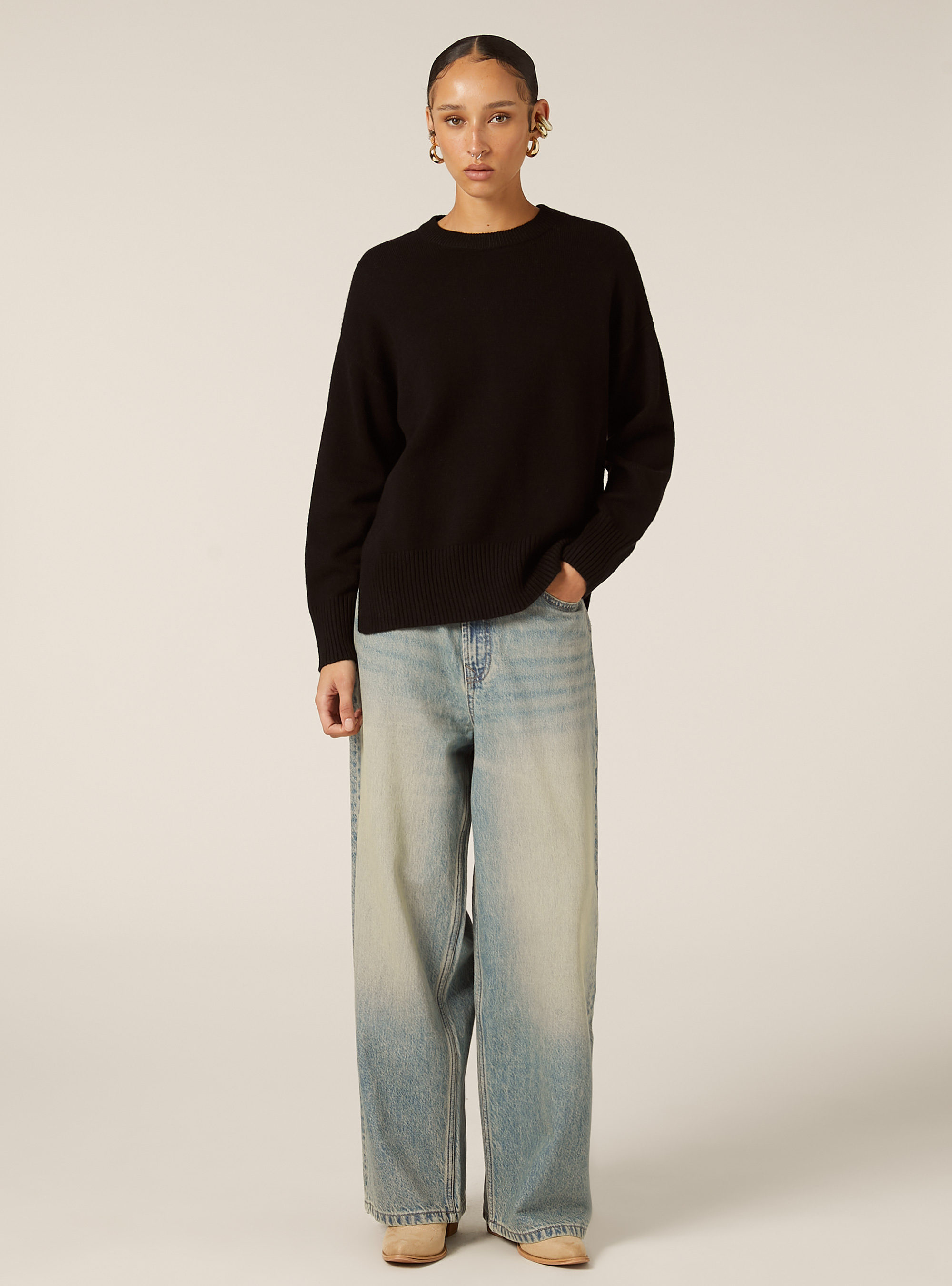 Maglia girocollo basic, BK1 BLACK