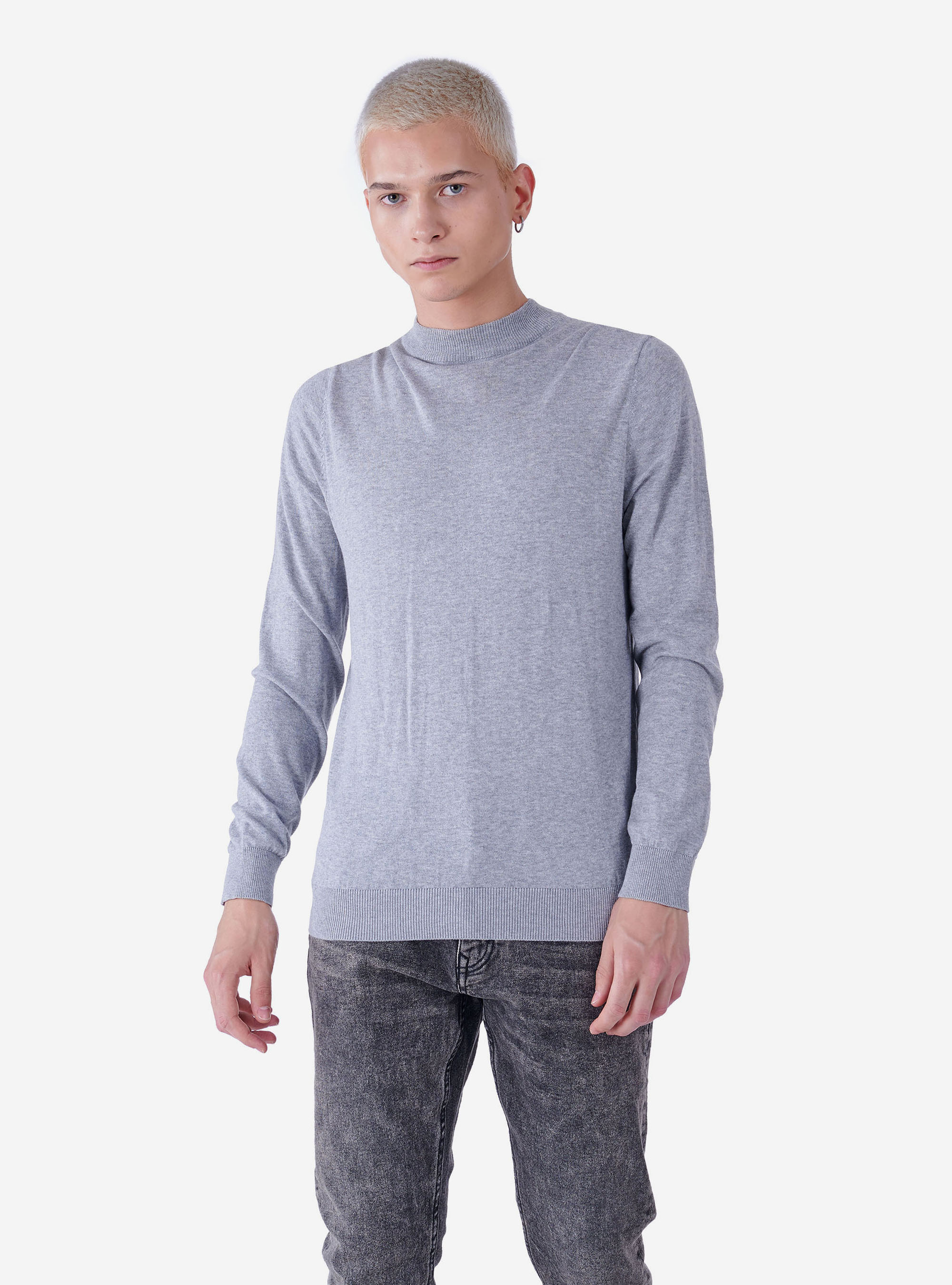 PULLOVER HALF-NECK, C143 LIGHT GREY M