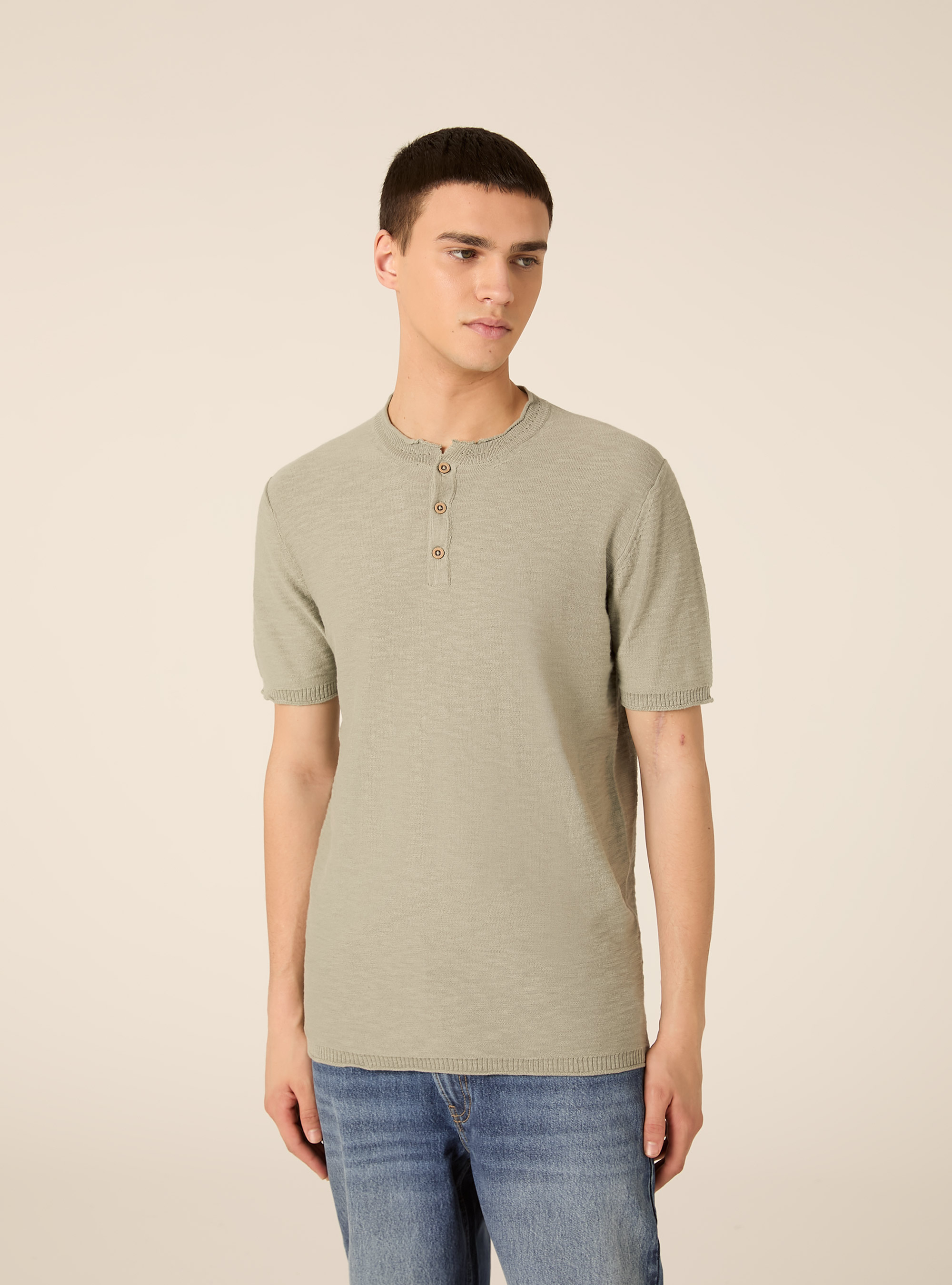 Pullover leggero con collo serafino, SALVIA CHIARO