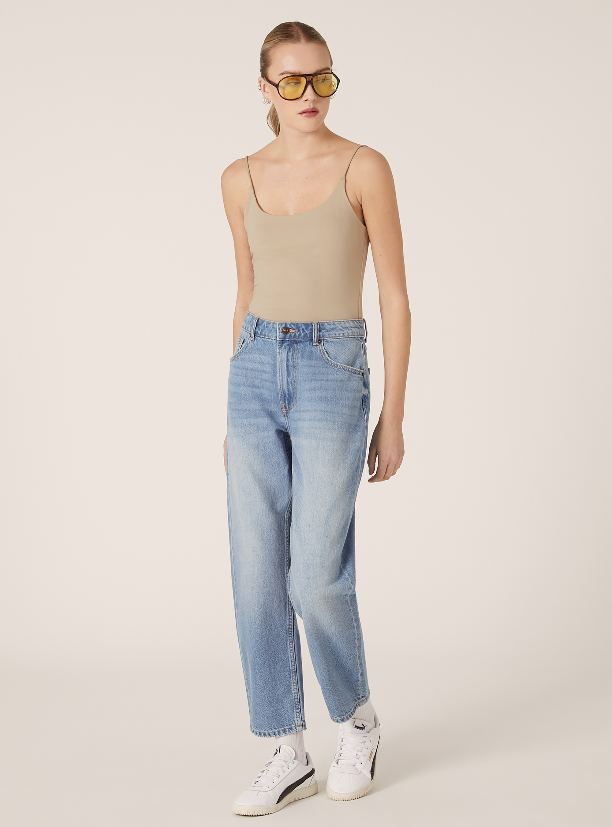 Mom fit jeans, D004 MEDIUM LIGHT BLUE