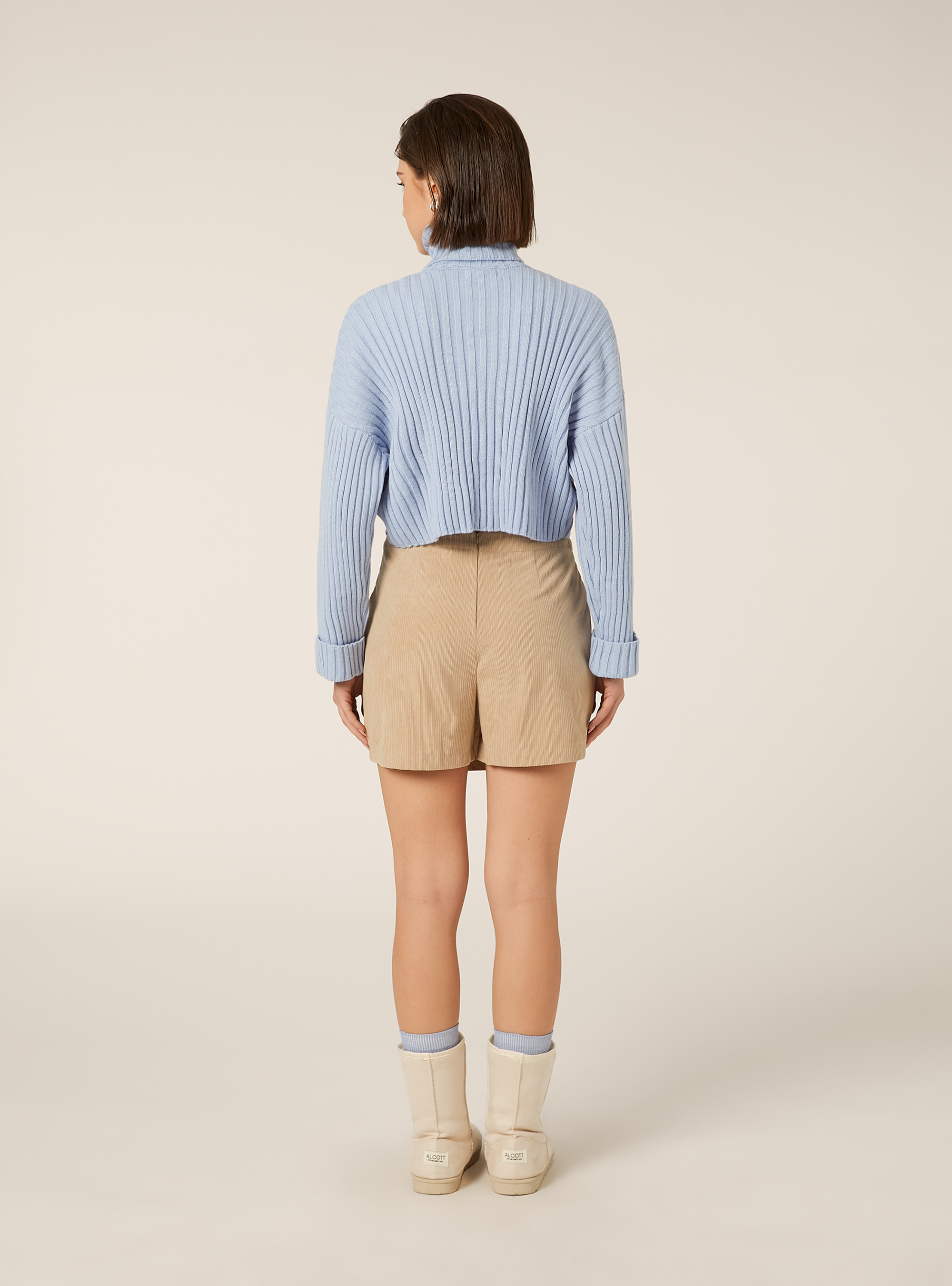 Falda pantal&oacute;n de terciopelo acanalado, BG2 BEIGE MEDIUM