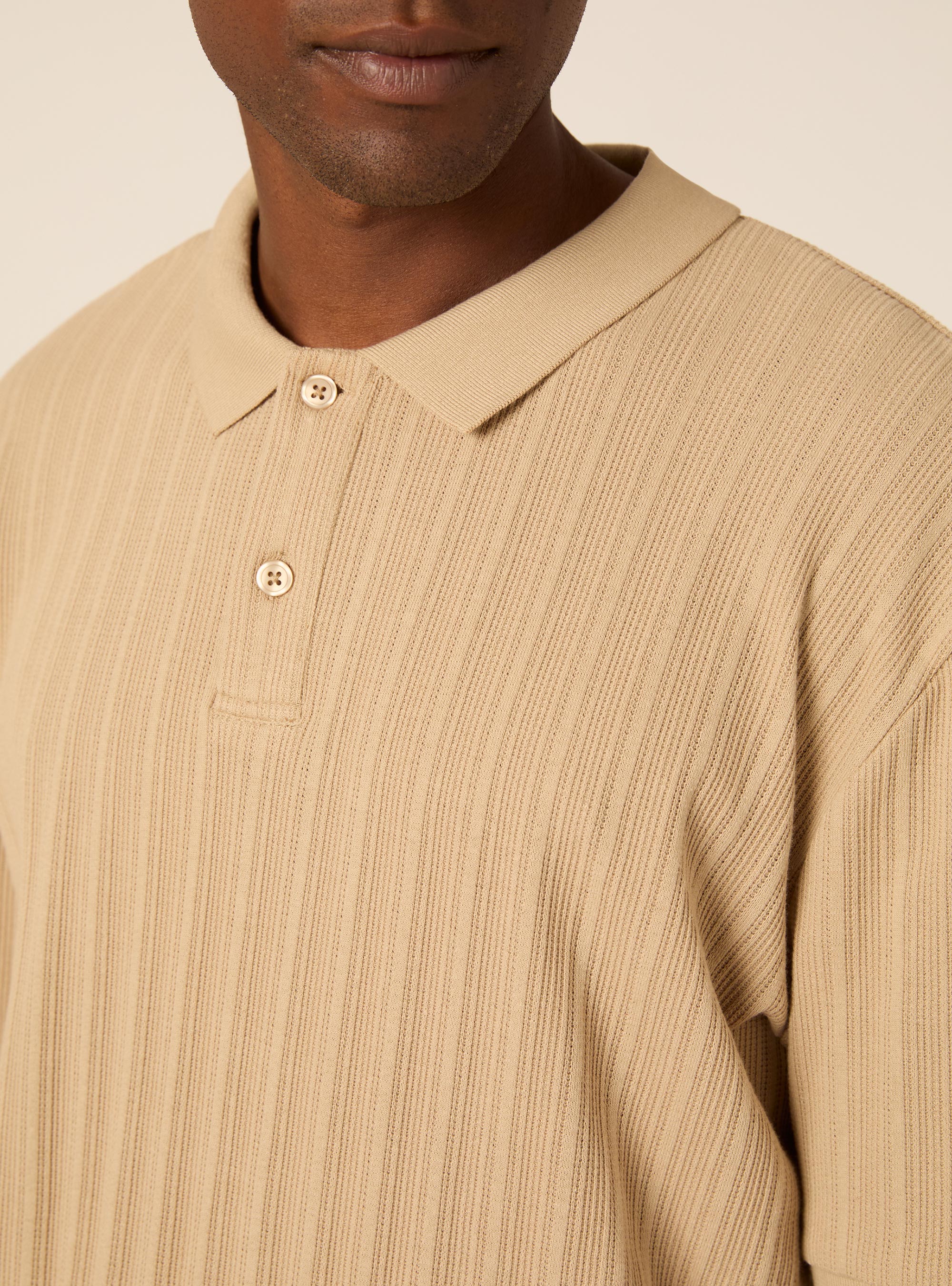 Polo en Jersey Structur&eacute; Coupe Regular Fit, BG2 BEIGE MEDIUM