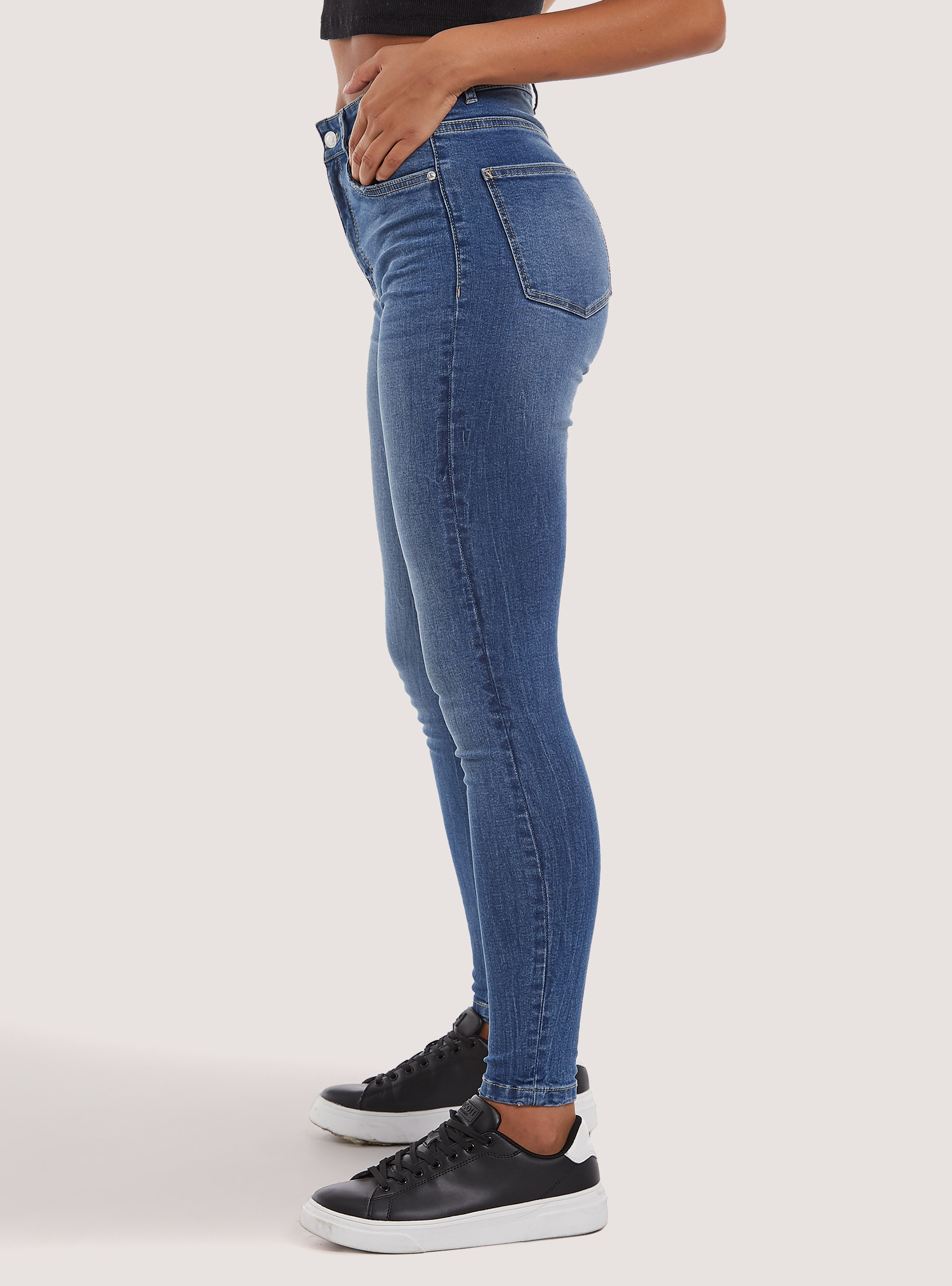 Vaqueros skinny de cintura súper alta, D004 MEDIUM LIGHT BLUE