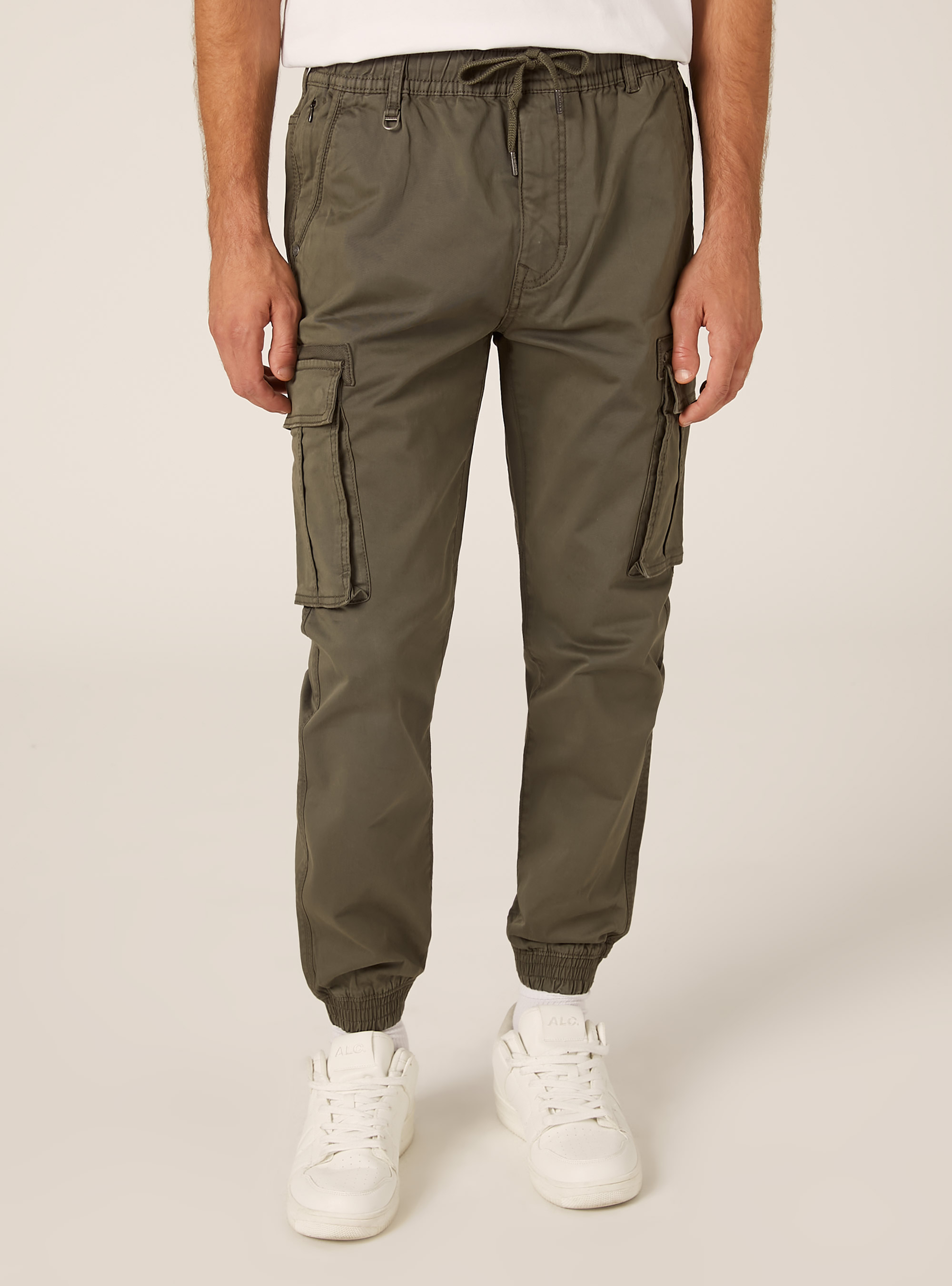 Stretch twill cargo jogger pants, KY2 KAKY MEDIUM