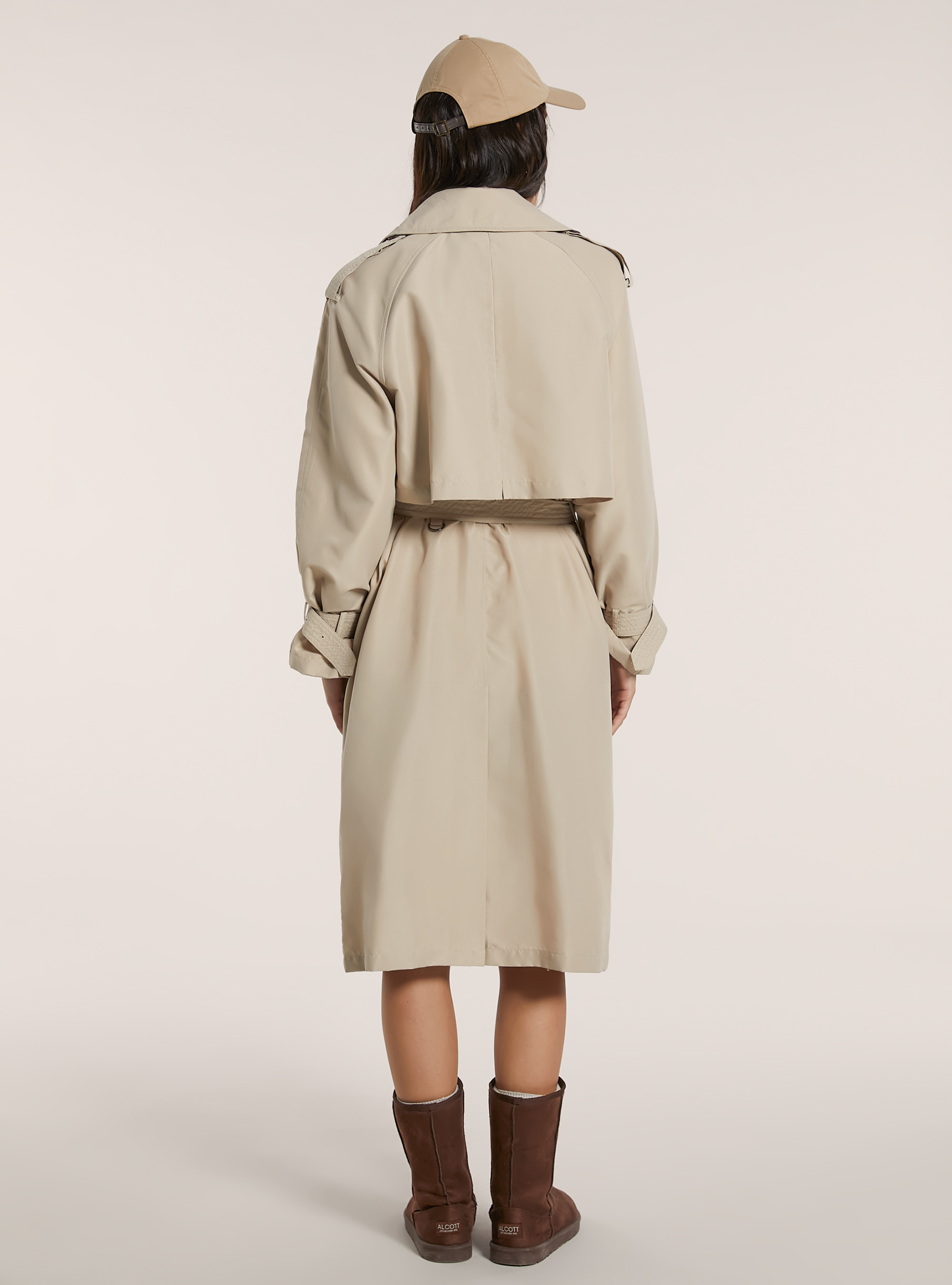 Trench lungo con cintura, BG3 BEIGE LIGHT