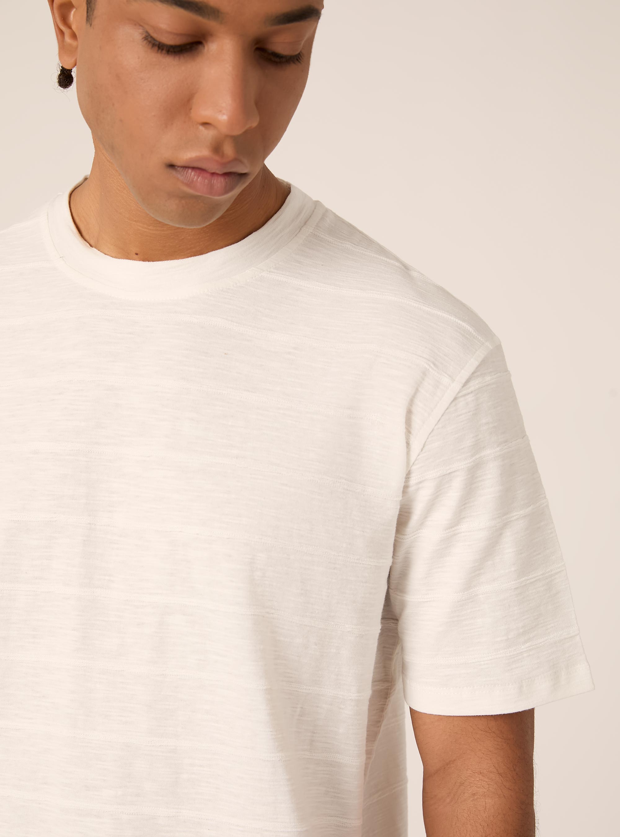 Short-sleeved textured T-shirt, WH2 WHITE