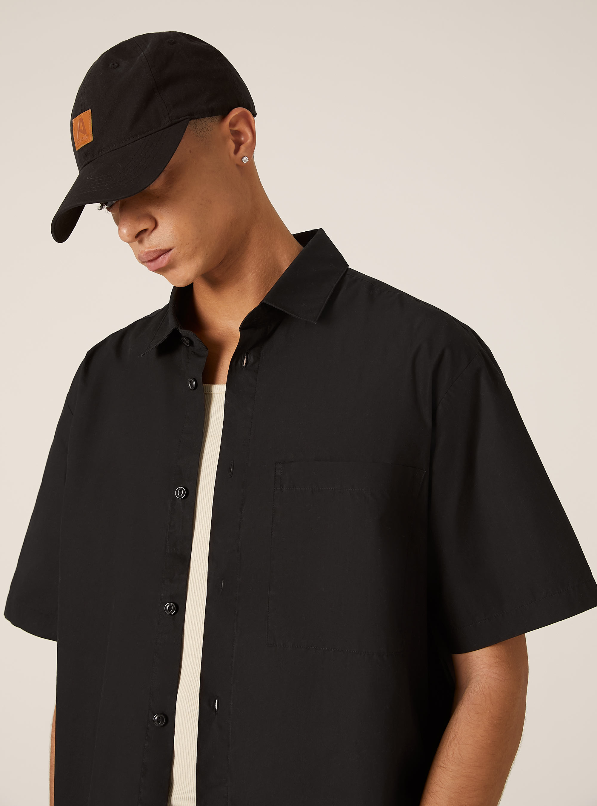 Camisa de manga corta boxy fit, BK1 BLACK