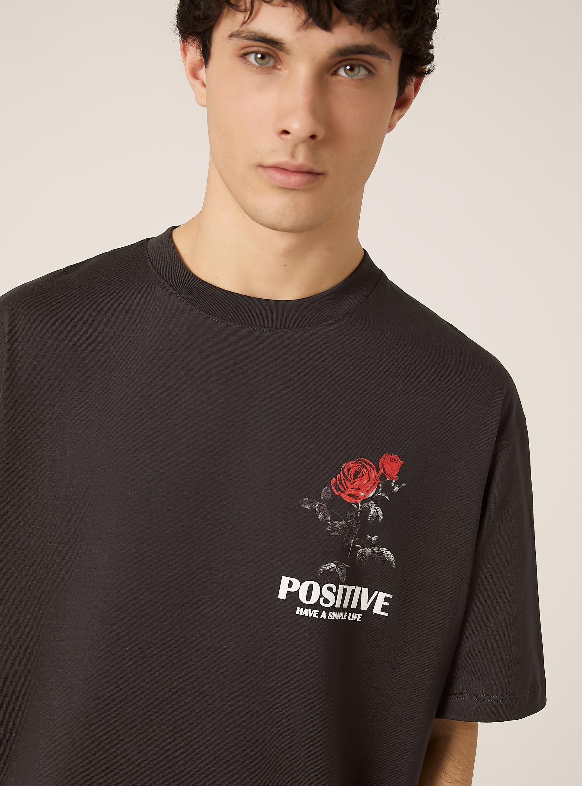 Boxy fit t-shirt with POP STATEMENT print, GY1 GREY DARK