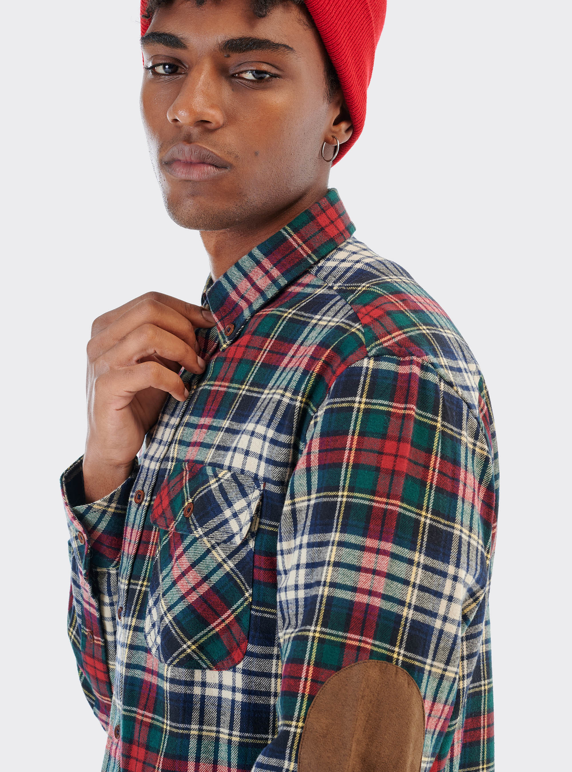 Camisa de cuadros de algodón sostenible, C086 MILK