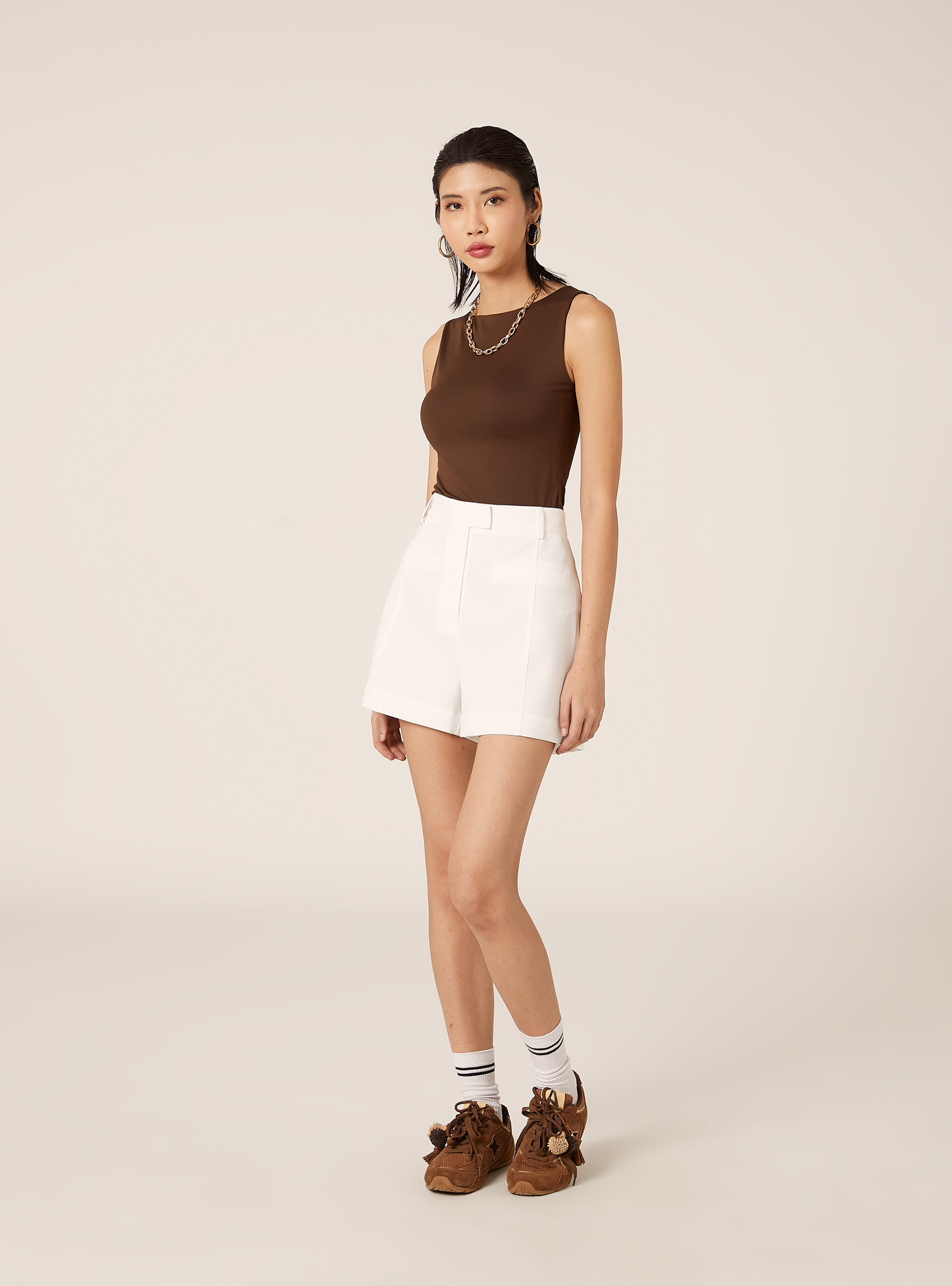 Shorts corto in crepe, WH1 OFF WHITE