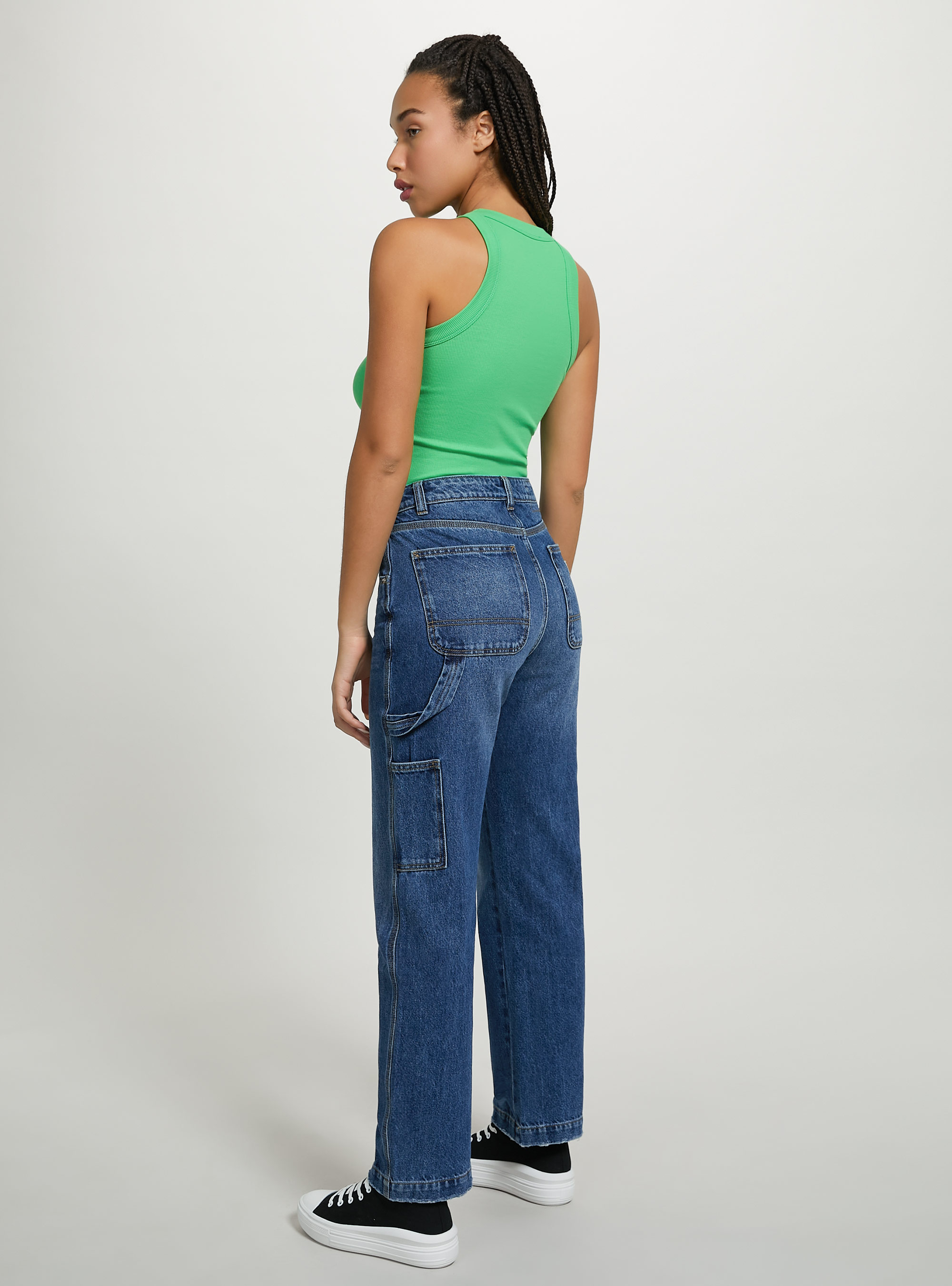 Ribbed cotton tank top, GN2 GREEN MEDIUM