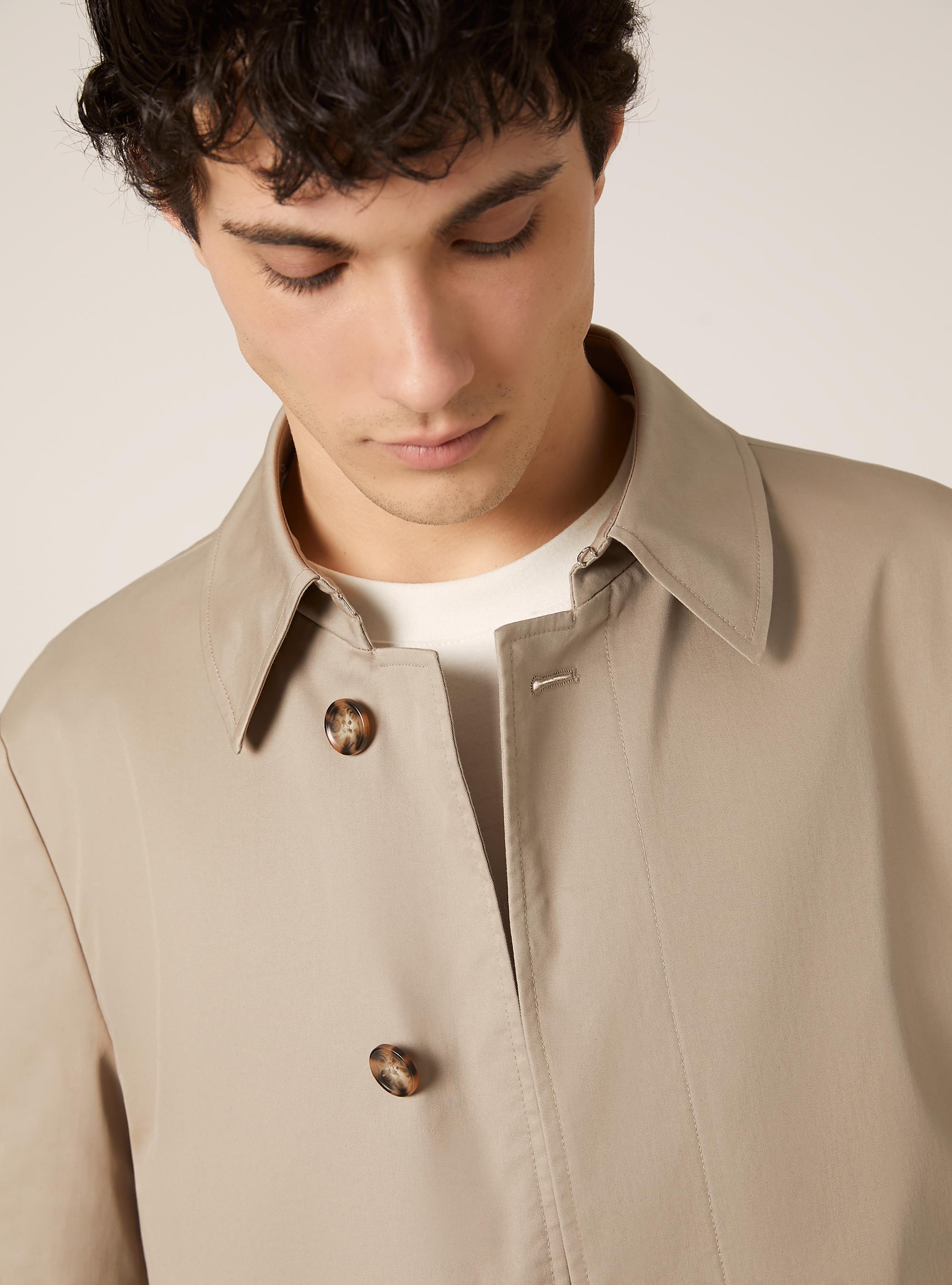 Twill trench coat with premium collar, BG2 BEIGE MEDIUM