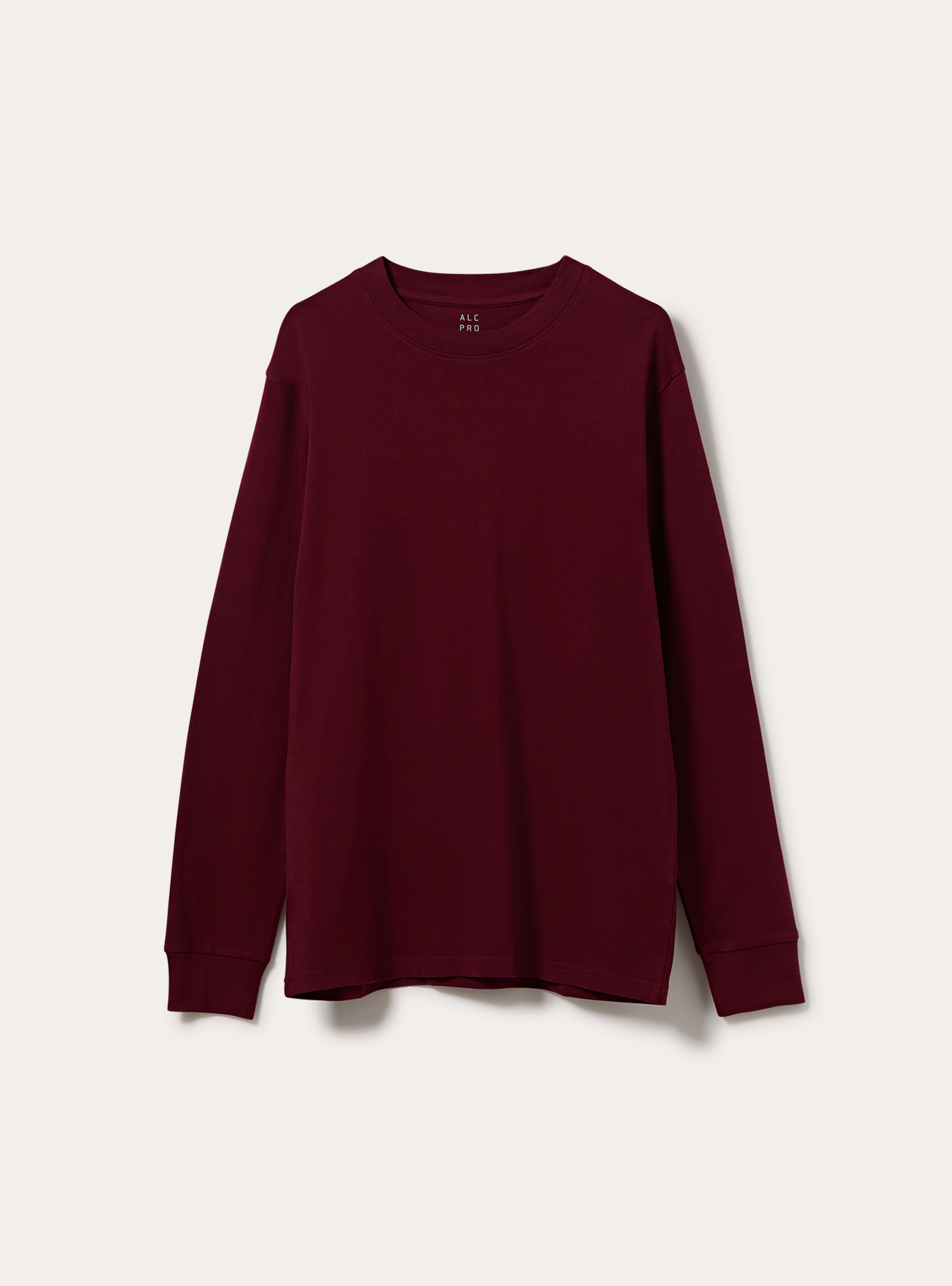 Maglia girocollo maniche lunghe interlock, BORDEAUX SCURO