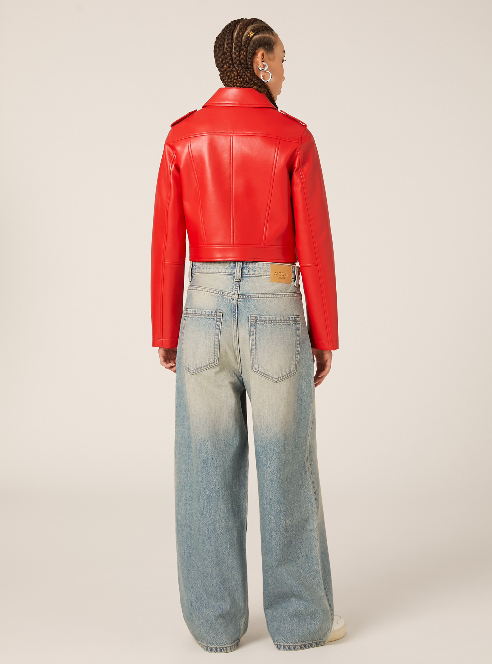 Chaqueta motera efecto piel, RD2 RED MEDIUM