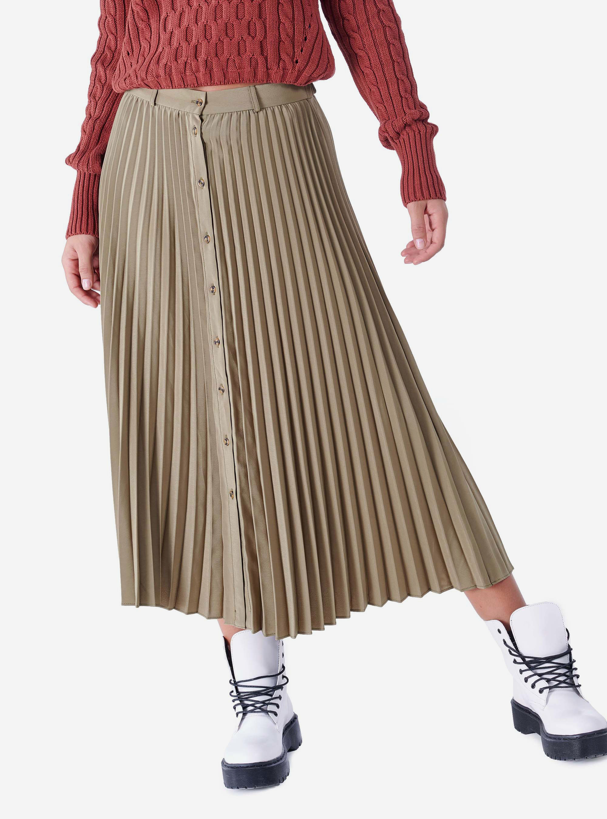 Gonna lunga  plissettata, KAKI