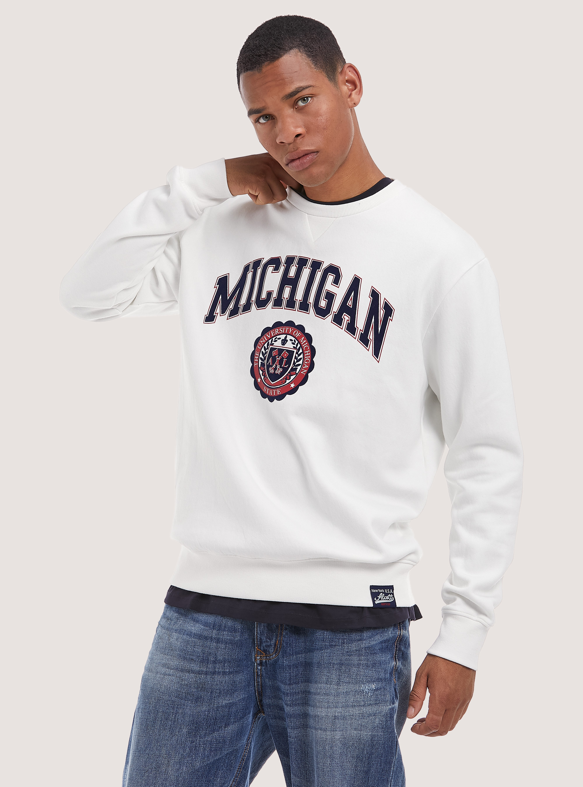 men's cotton crew neck sweatshirt