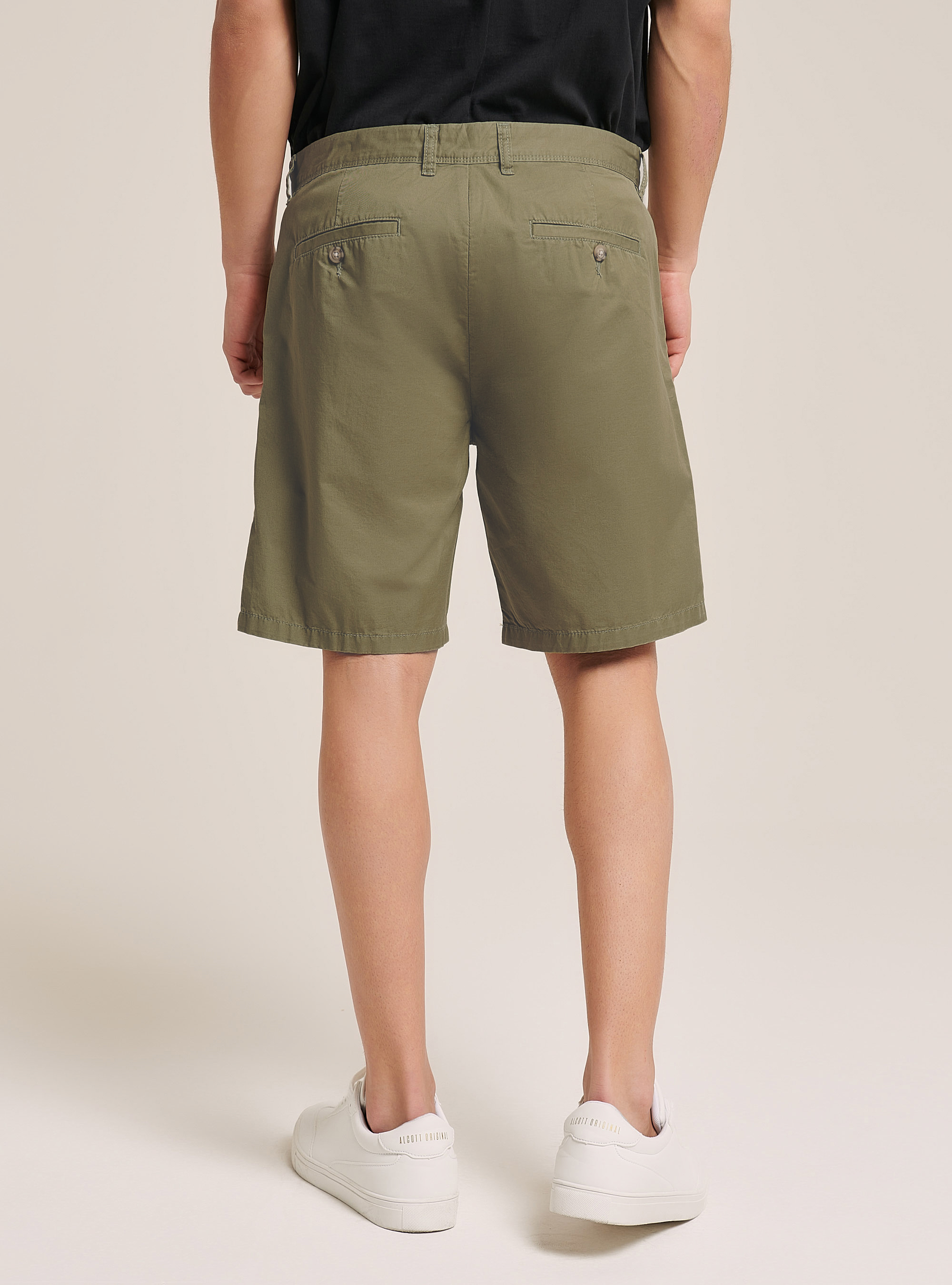 Plain Fit Twill Bermuda Shorts, KY2 KAKY MEDIUM