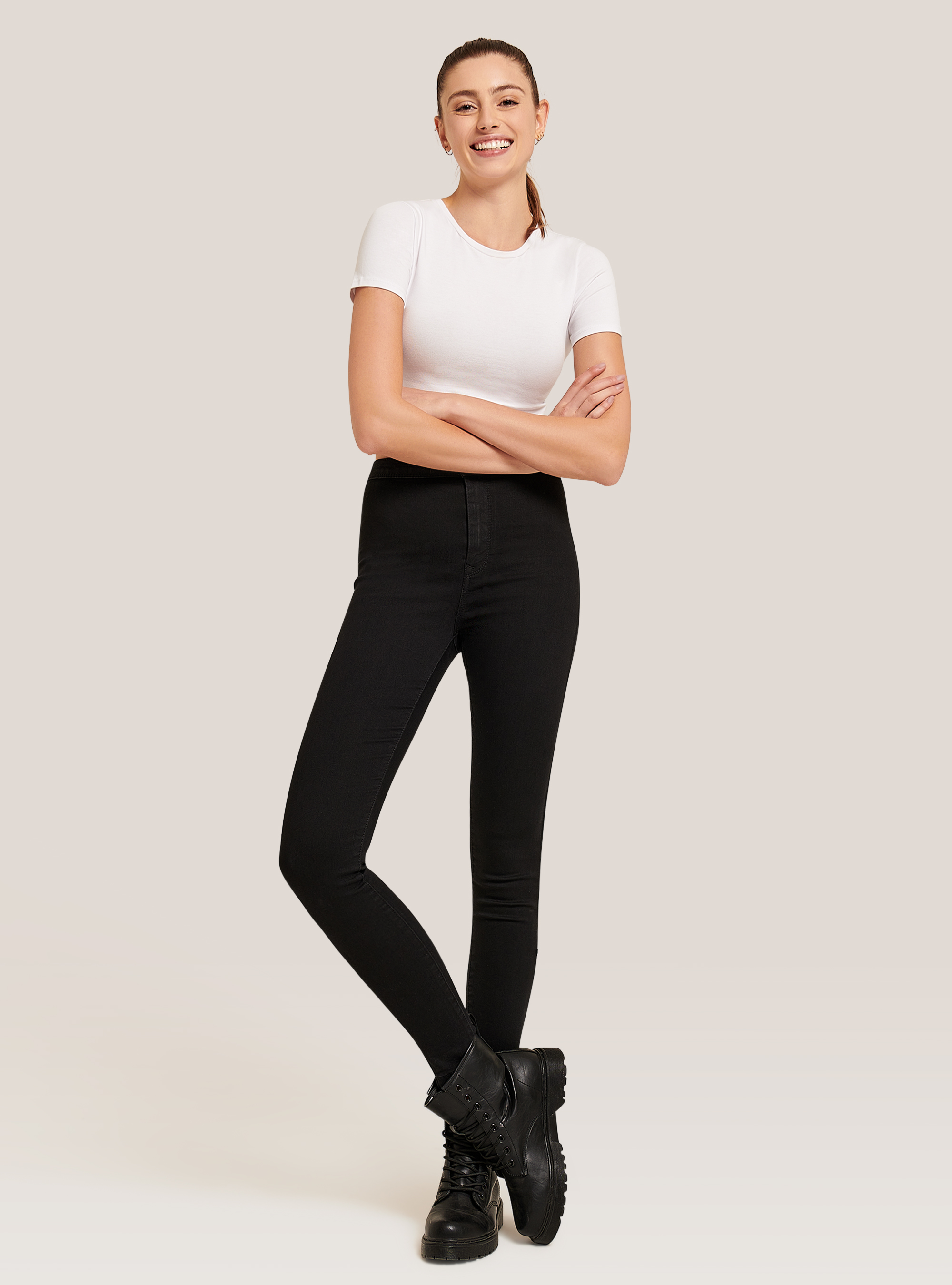Jeggins stretch à taille haute, C101 BLACK