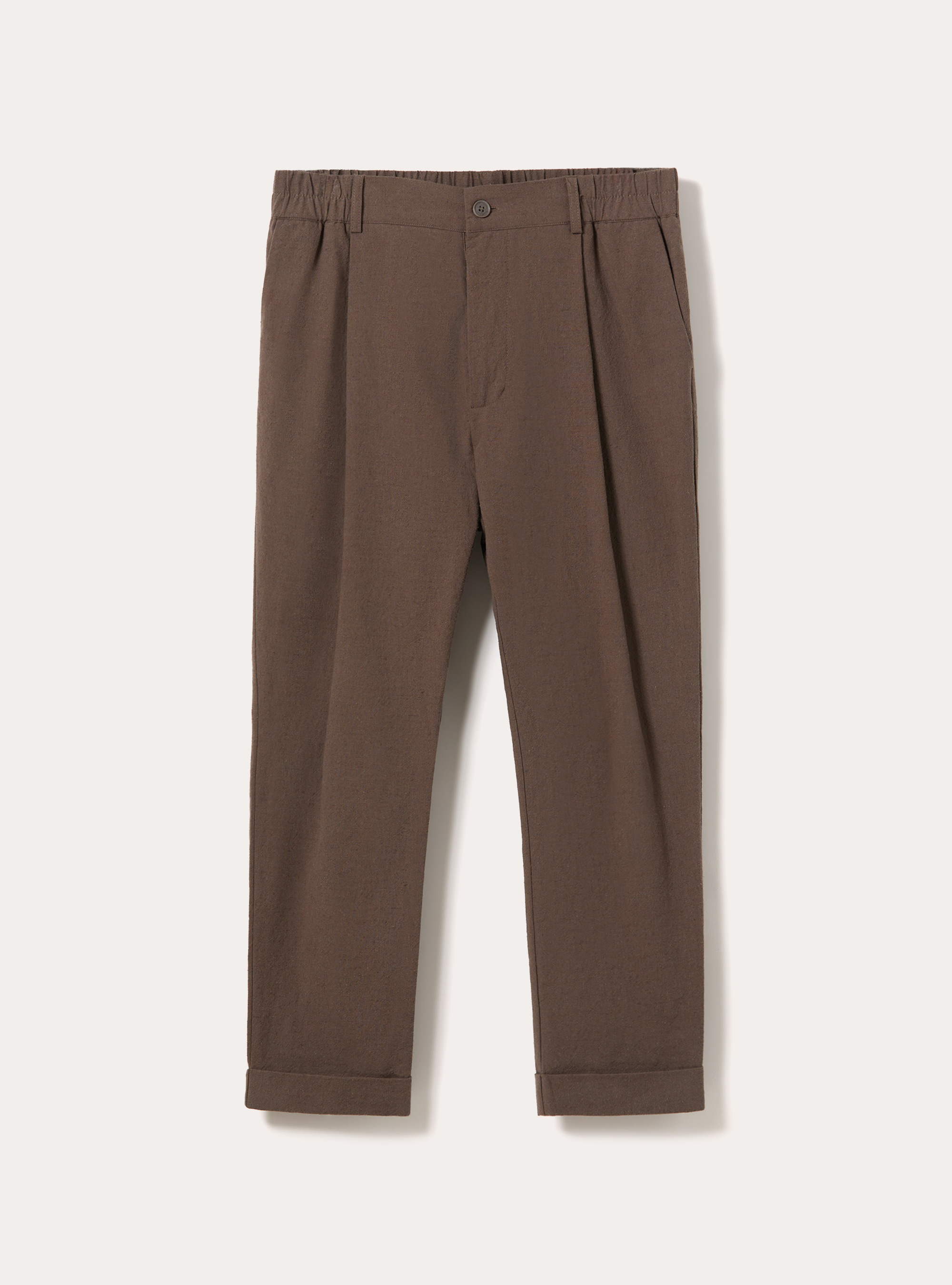 Slim Fit Cropped Pleated Trousers, MBR2 BROWN MEL MED