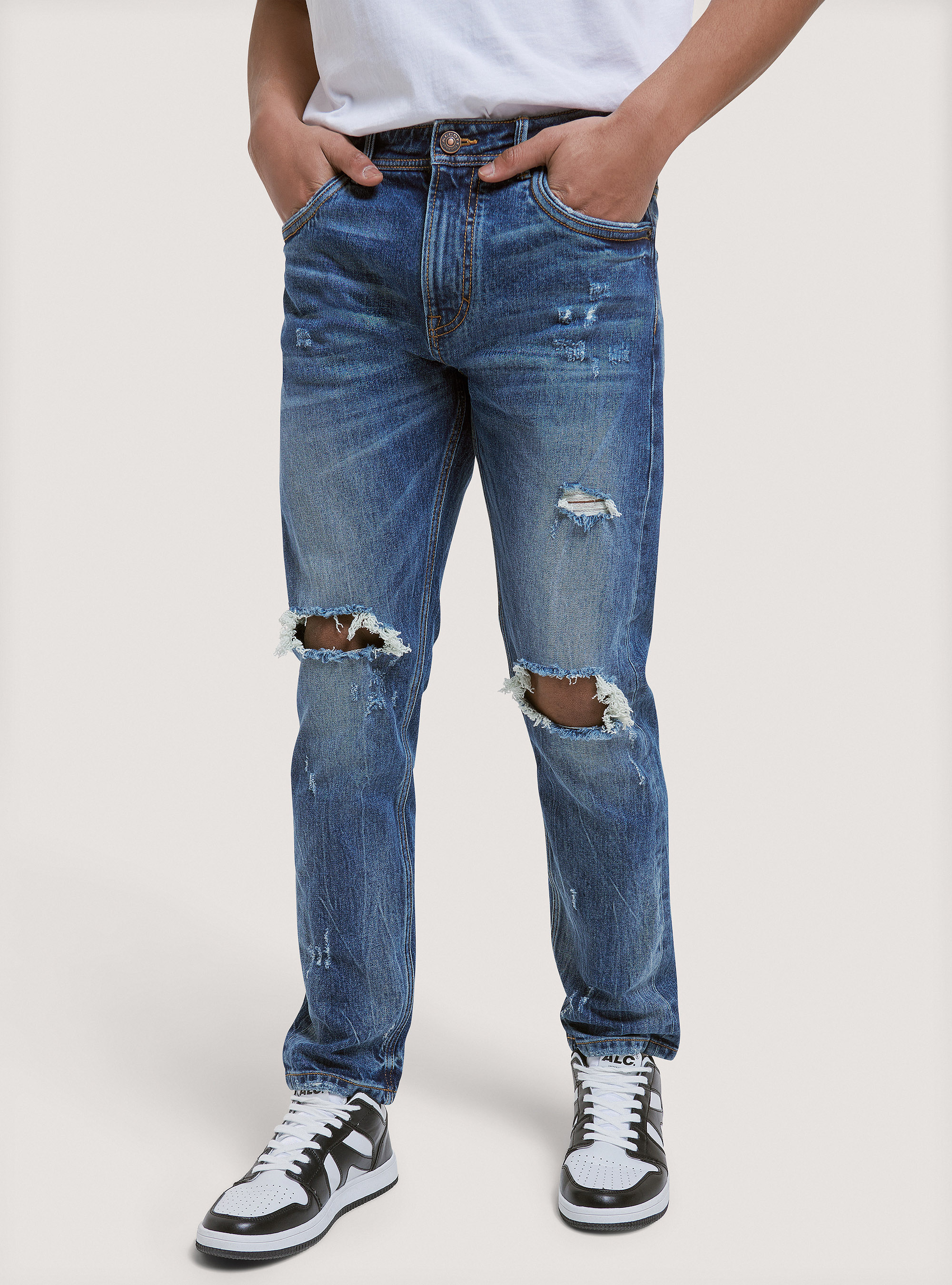 Slim Fit Cotton Jeans, D002 MEDIUM DARK BLUE