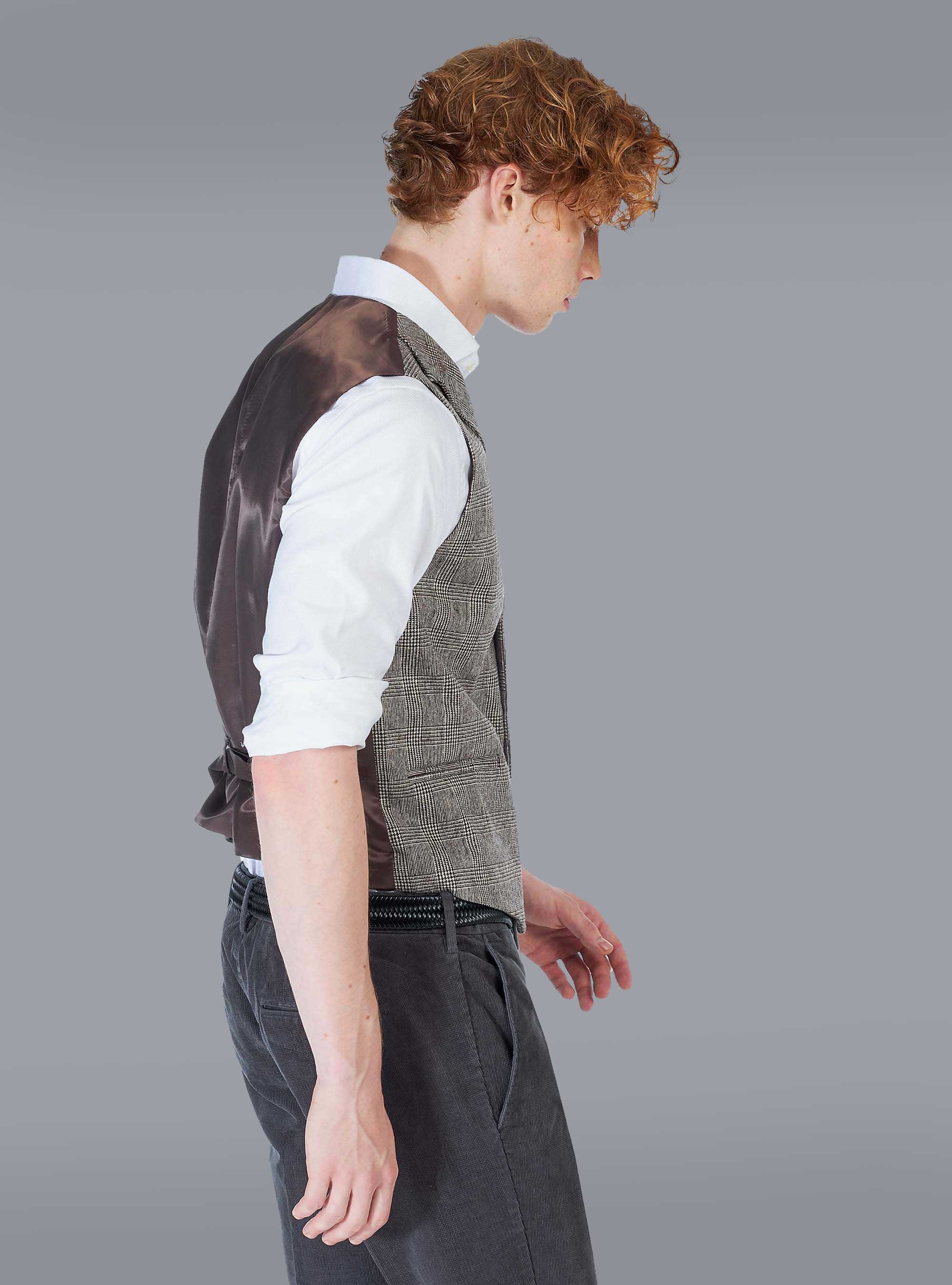 Gilet doppiopetto principe di Galles, MARRONE SCURO