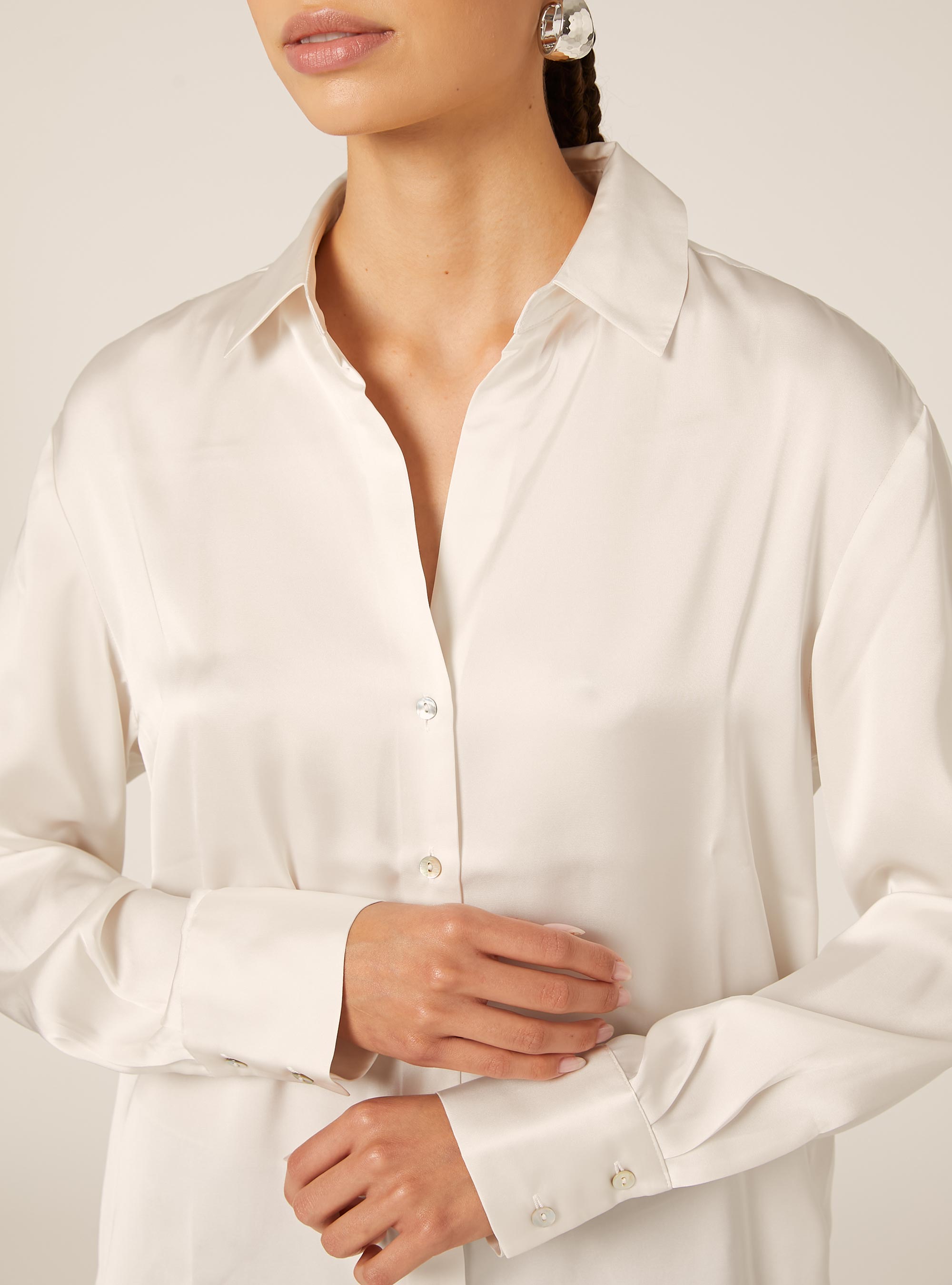 Plain satin shirt, WH1 OFF WHITE