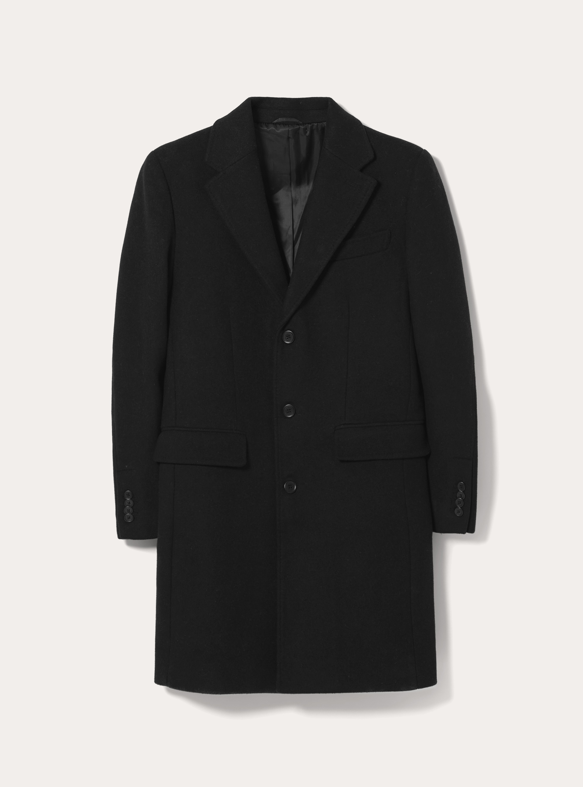 Single breasted wool blend coat, BK1 BLACK