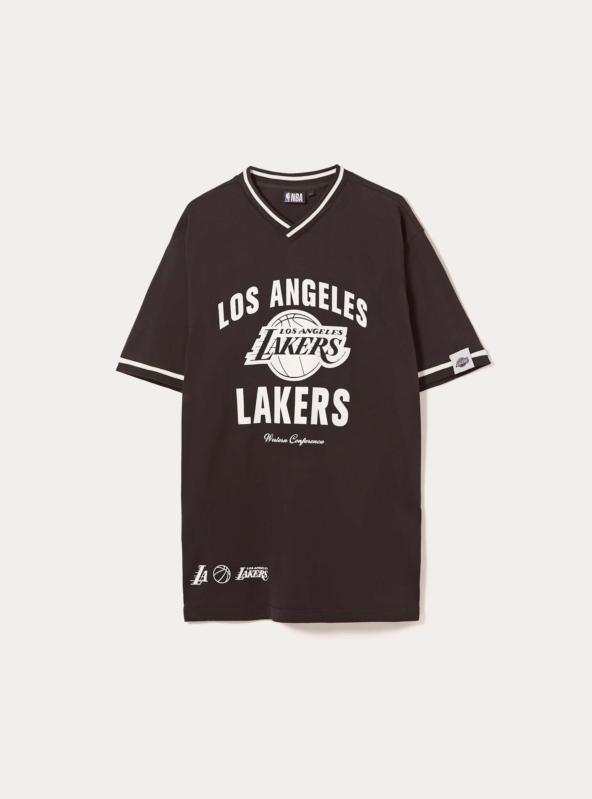 Baumwoll-T-Shirt mit NBA/Alcott-Aufdruck, BK1 BLACK