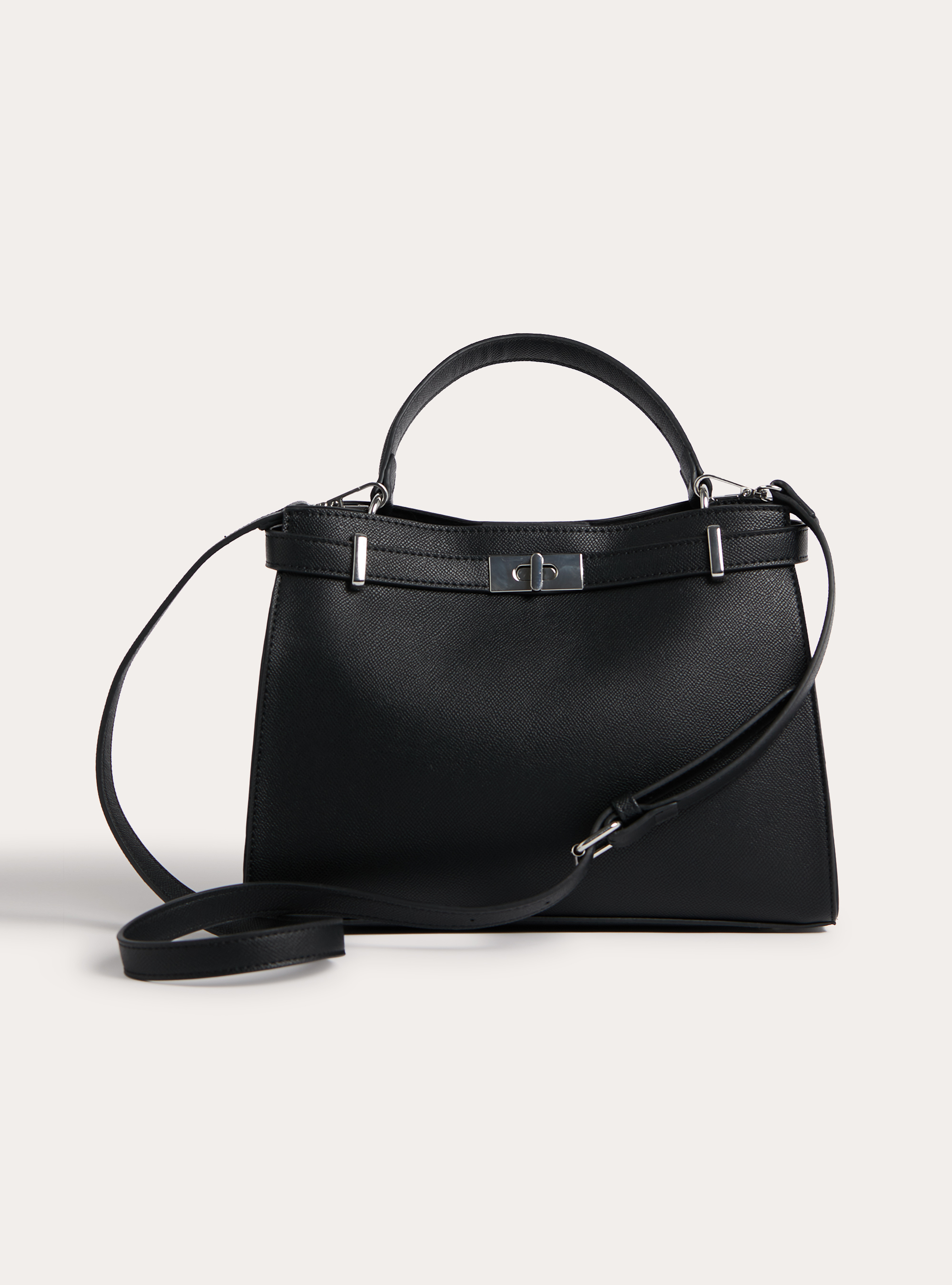 Tasche in Lederoptik mit Schulterriemen, BK1 BLACK