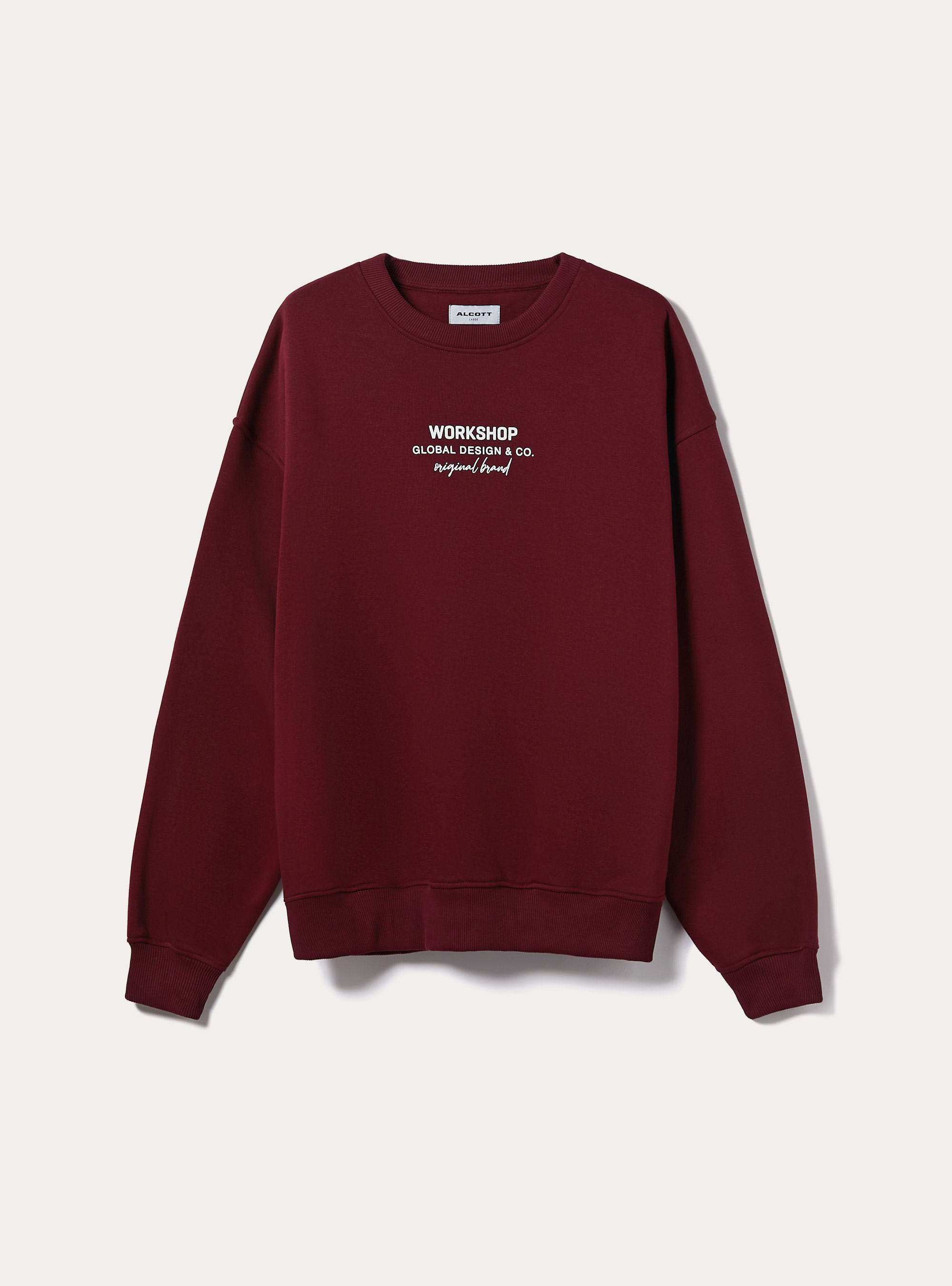Boxy fit sweatshirt with Workshop print, BO1 BORDEAUX DARK