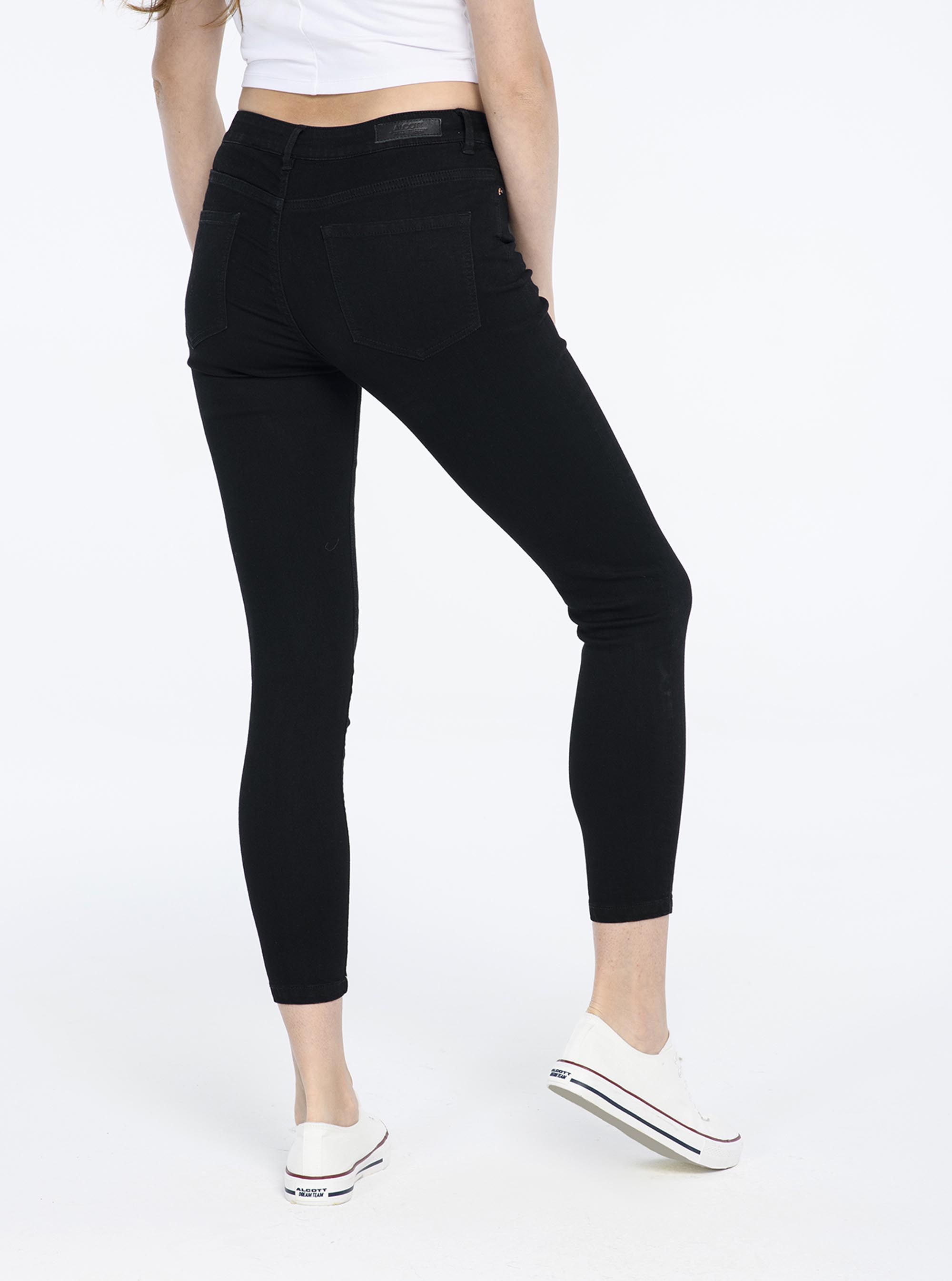 Cropped jeans, BLACK