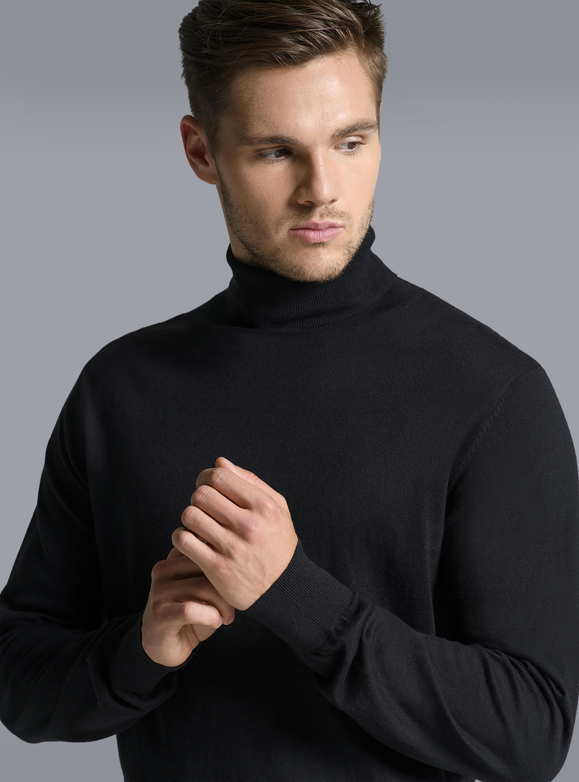 Maglia con collo alto, BLACK