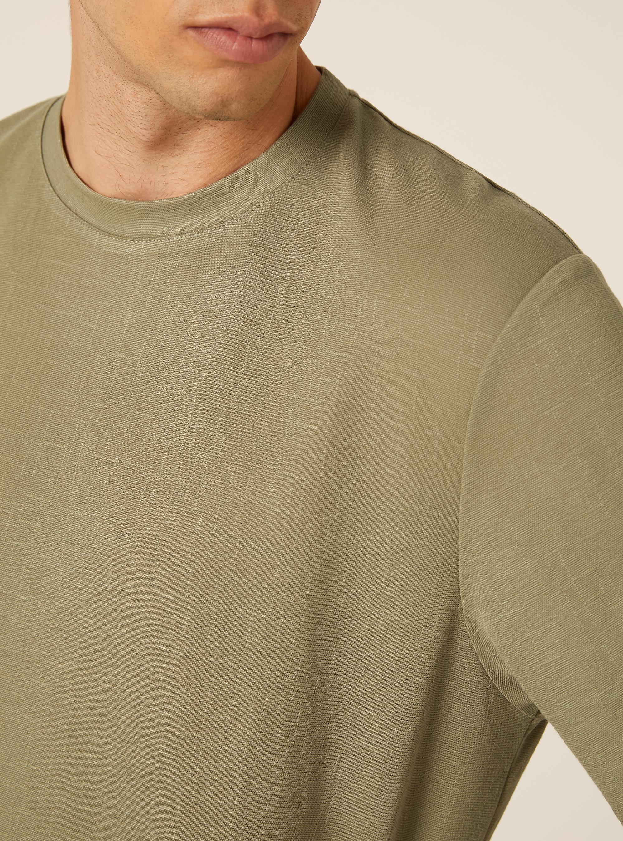 Boxy Fit Textured T-Shirt, KY2 KAKY MEDIUM