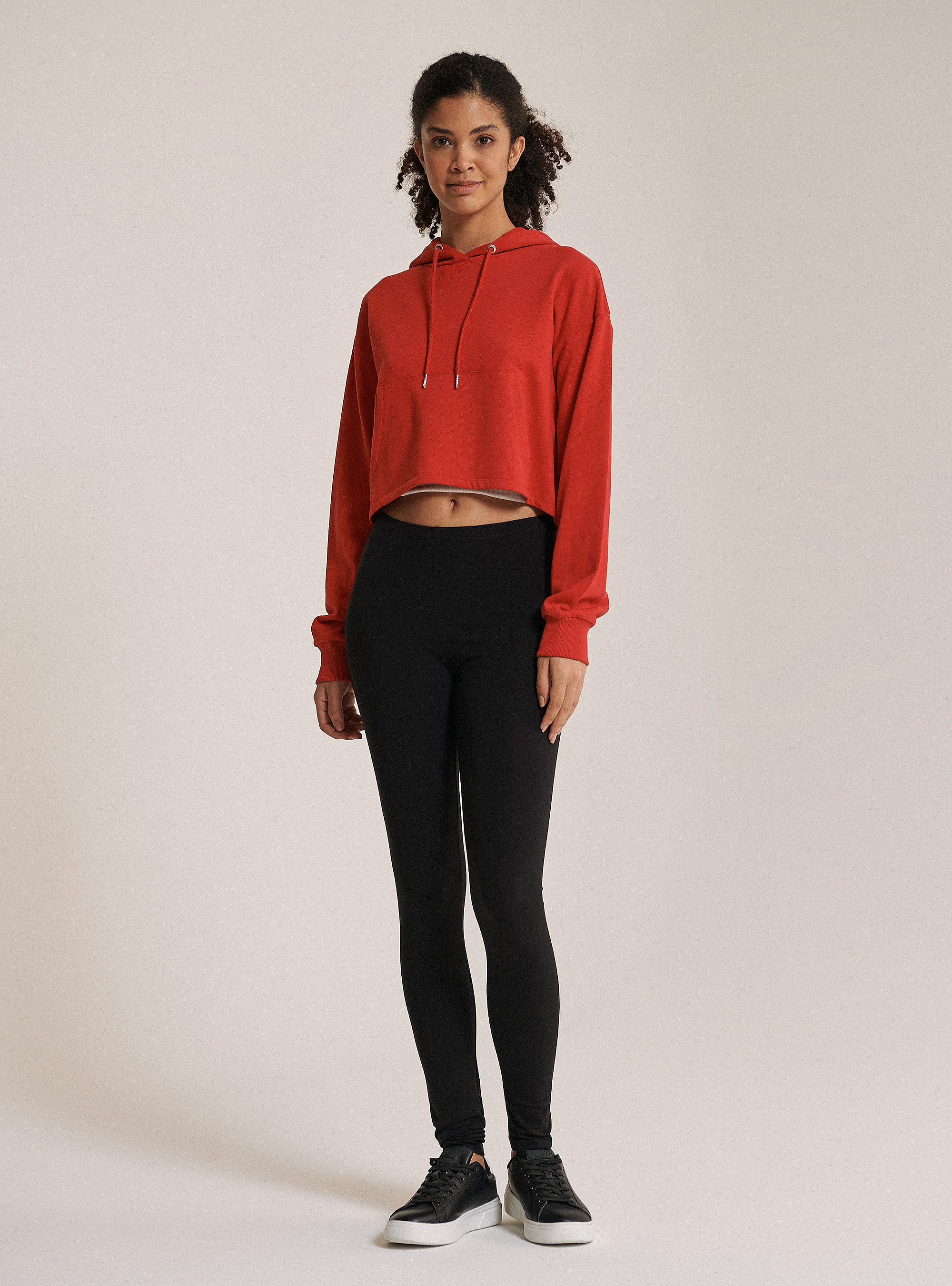 Cropped hoodie sweatshirt, RED
