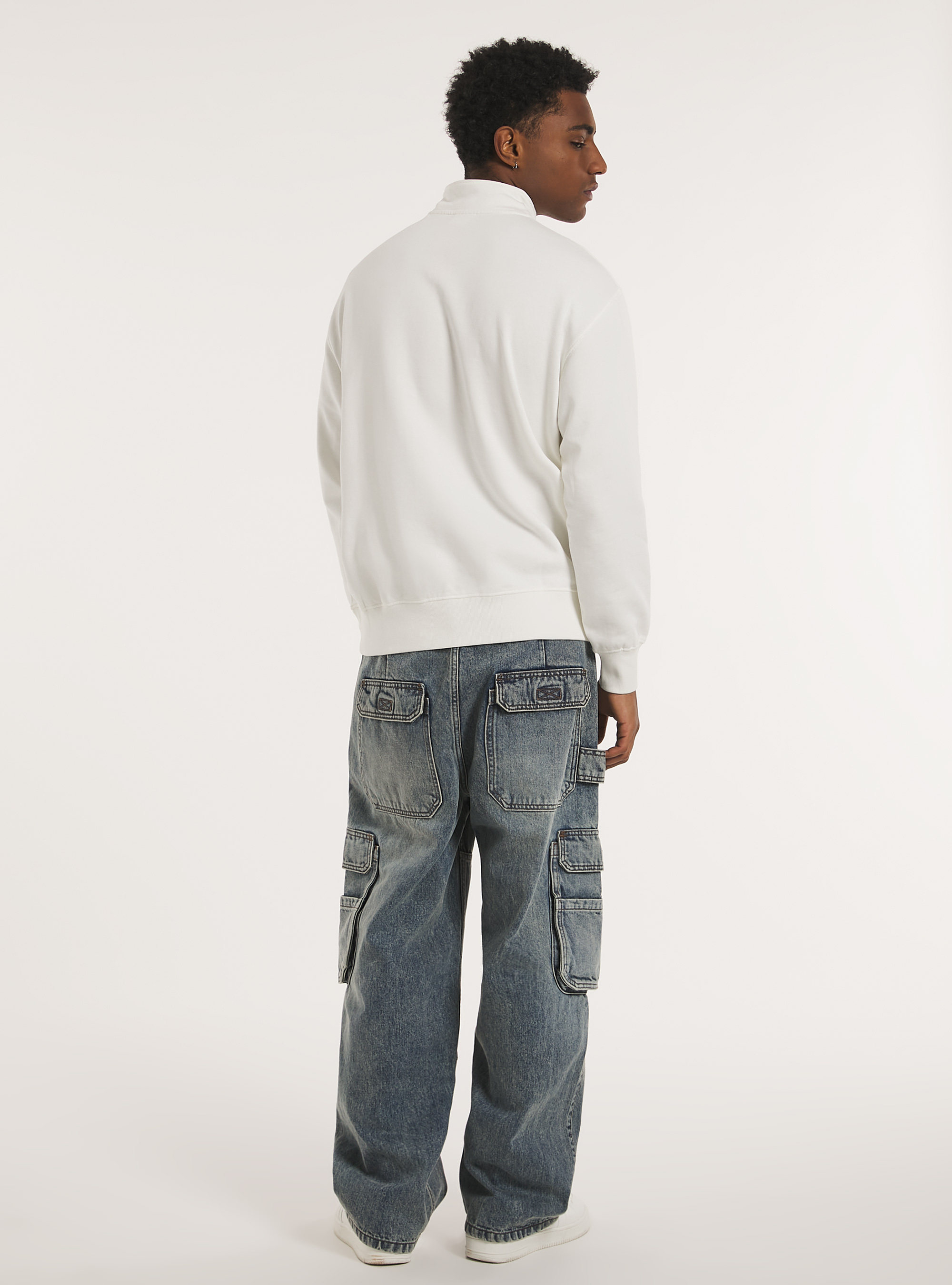 Zip half-neck sweatshirt, WH1 OFF WHITE