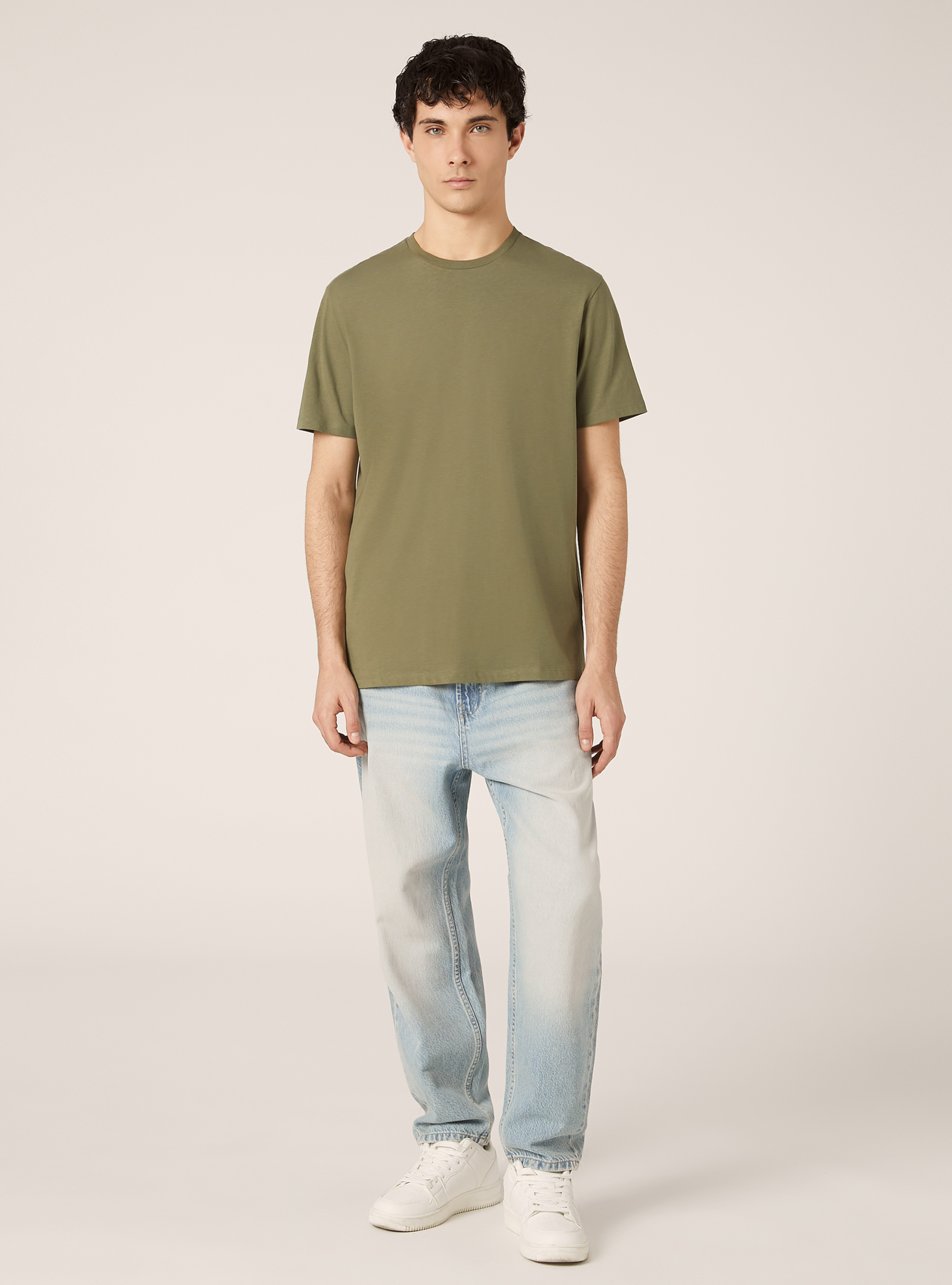 Cotton crew neck t-shirt, KY2 KAKY MEDIUM