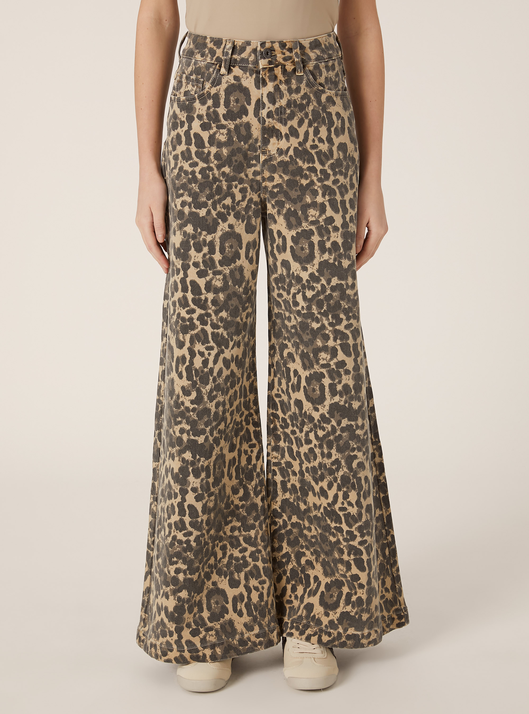 Pantaloni wide leg animalier, ANIMALIER